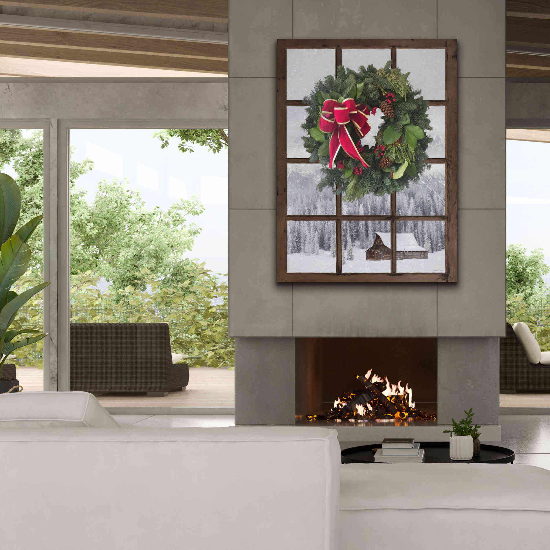 'Teton Christmas Window' by Lori Deiter, Canvas Wall Art,40 x 54