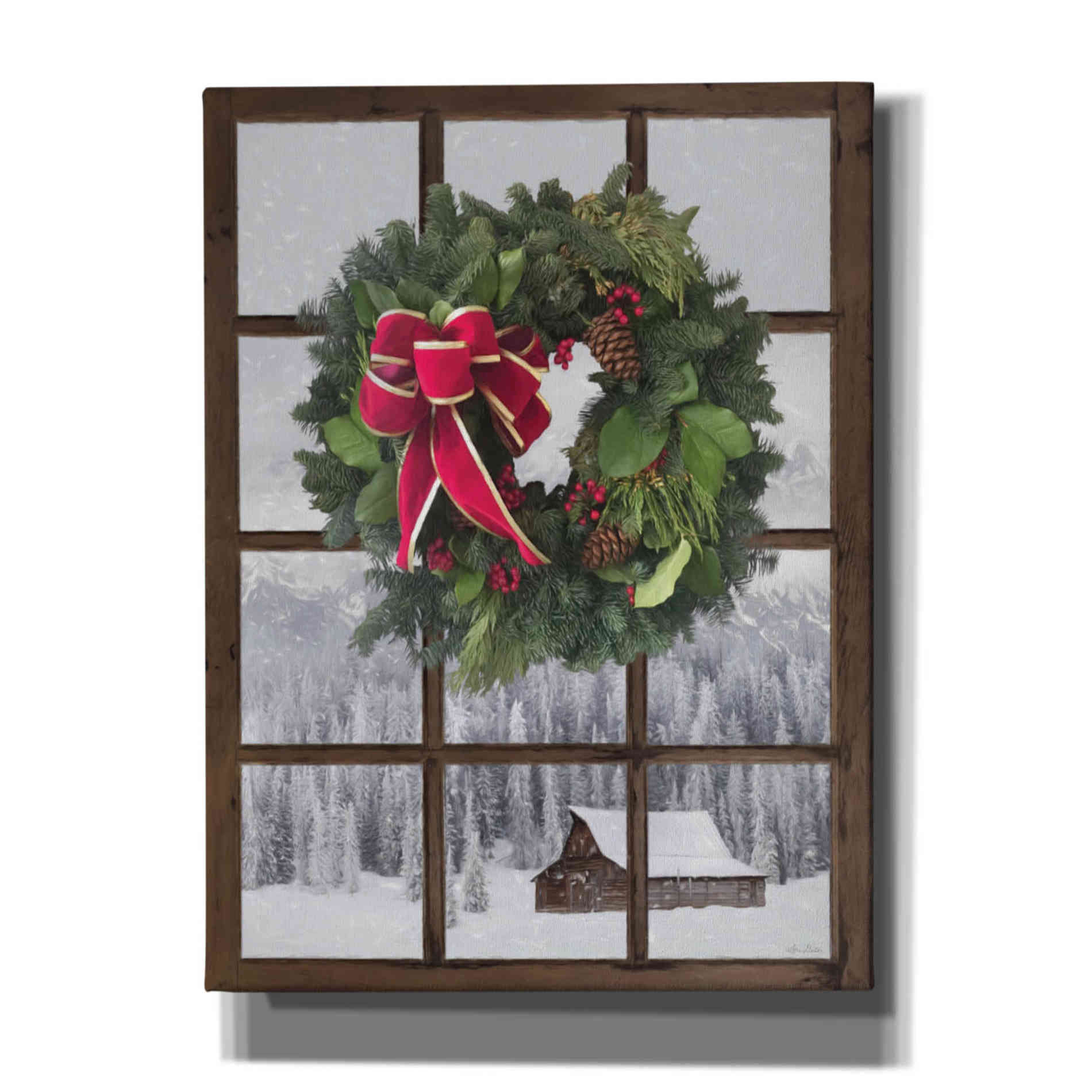 'Teton Christmas Window' by Lori Deiter, Canvas Wall Art