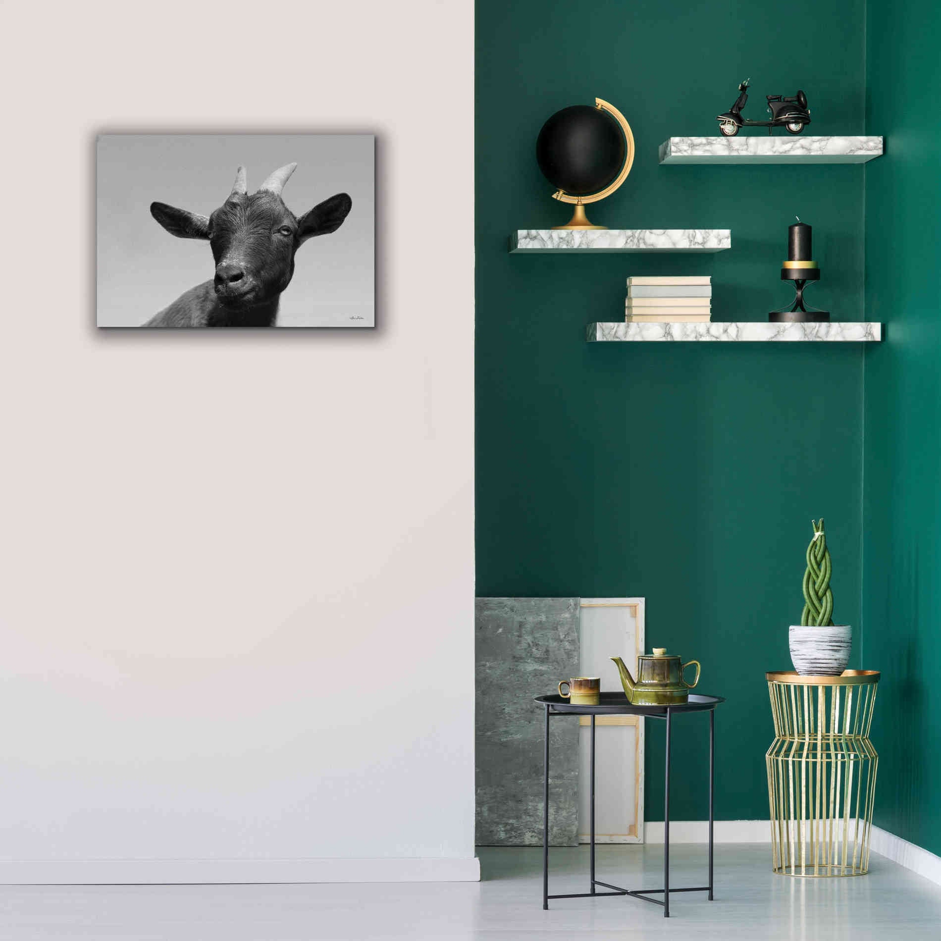 'Lake Tobias Goat I' by Lori Deiter, Canvas Wall Art,26 x 18