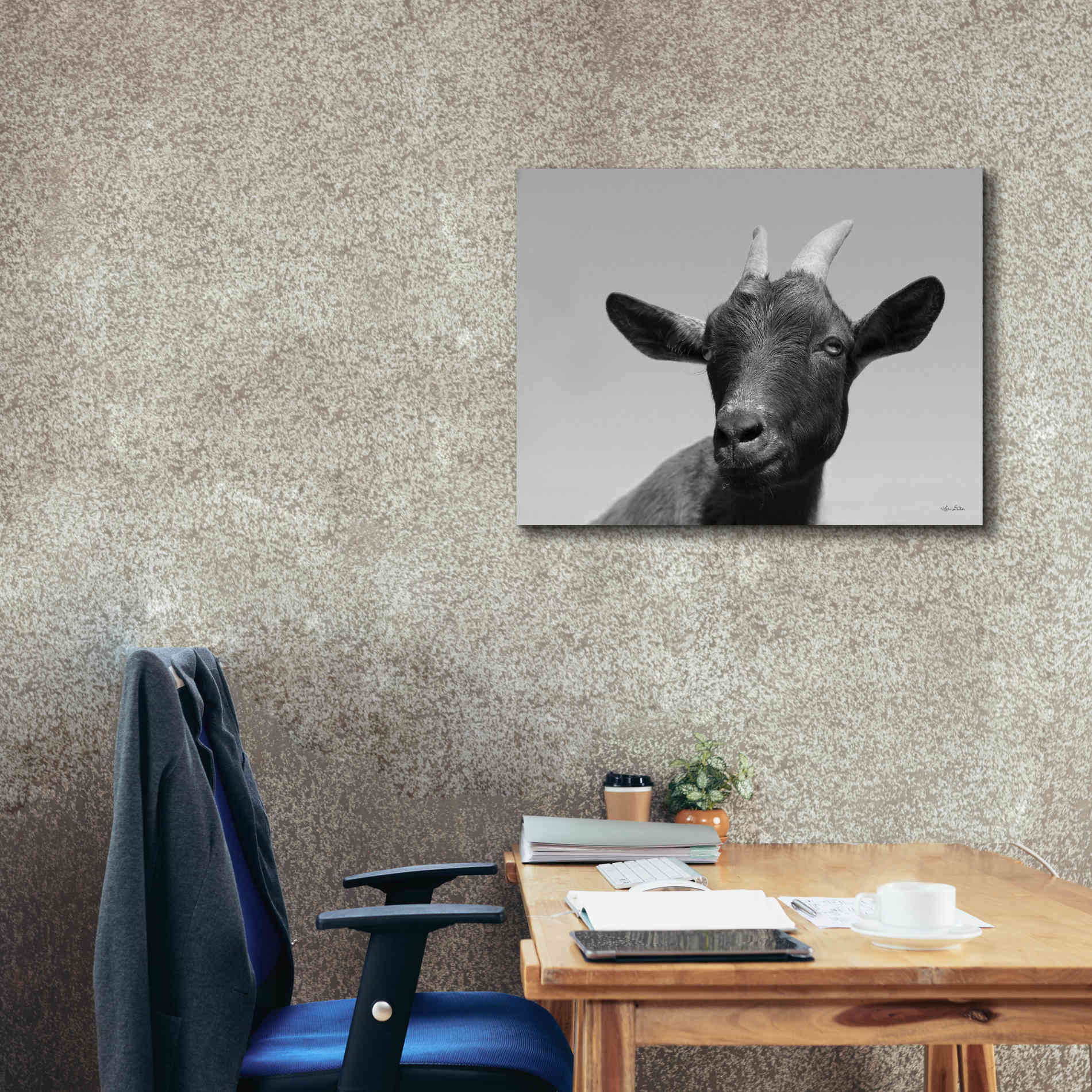 'Lake Tobias Goat I' by Lori Deiter, Canvas Wall Art,34 x 26
