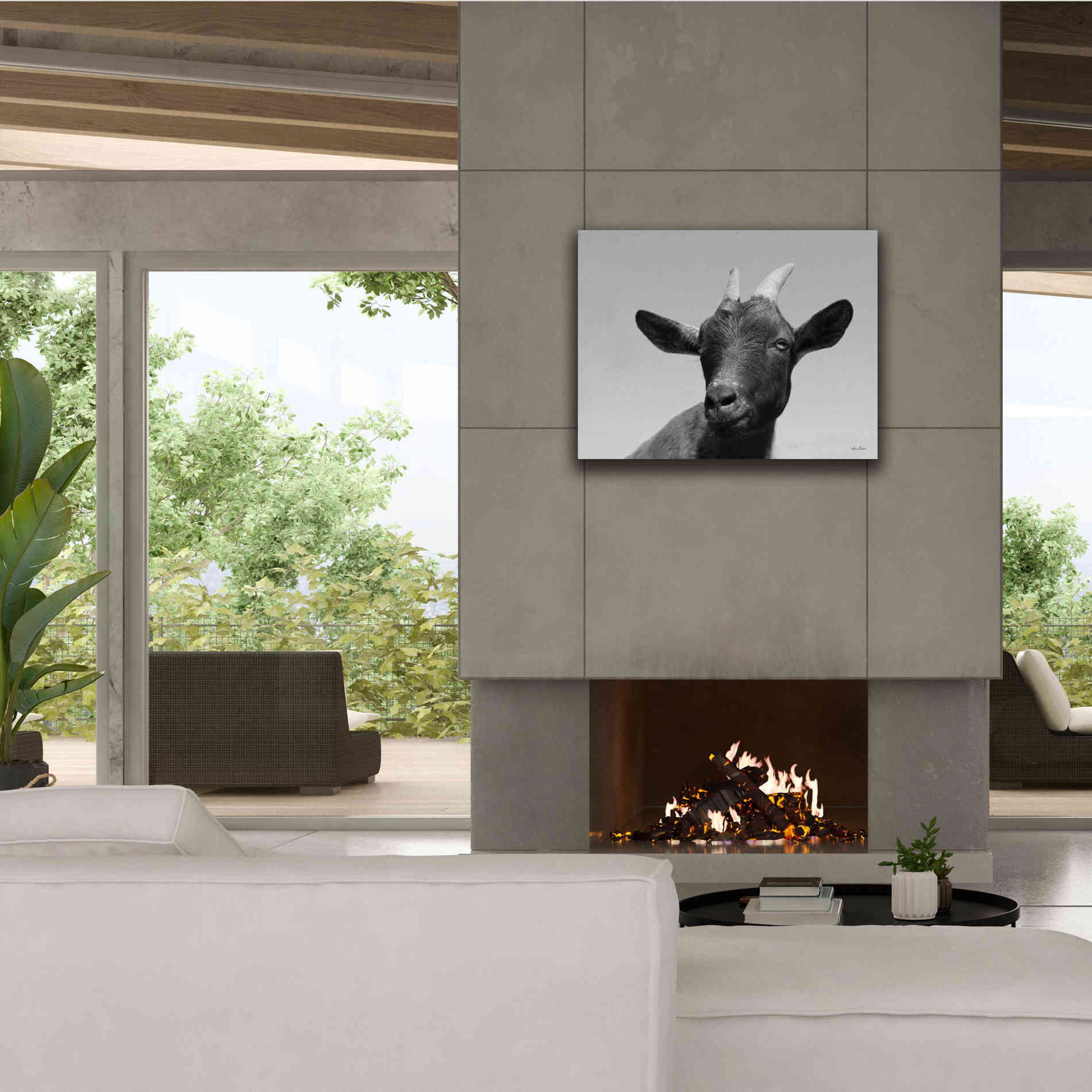 'Lake Tobias Goat I' by Lori Deiter, Canvas Wall Art,34 x 26