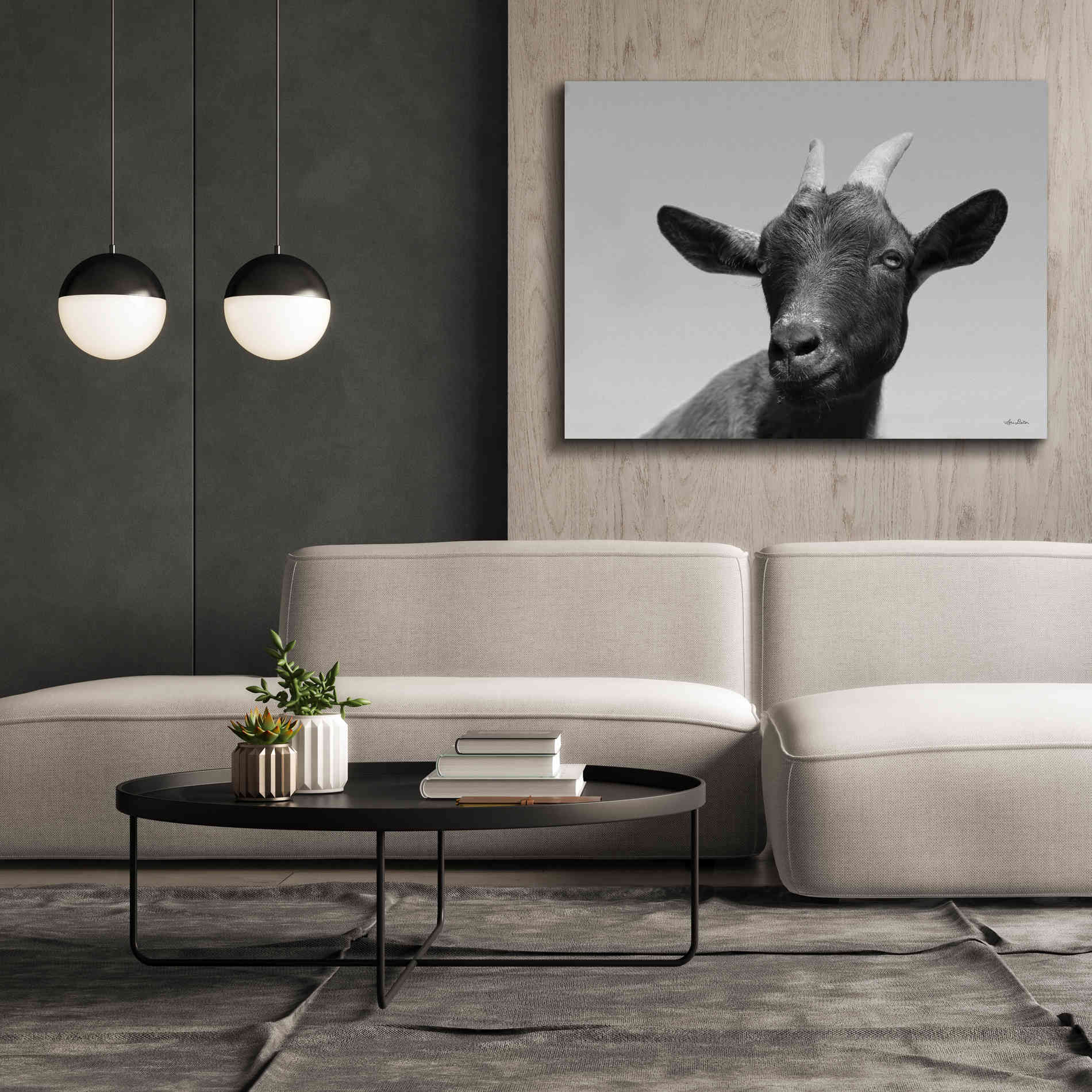 'Lake Tobias Goat I' by Lori Deiter, Canvas Wall Art,54 x 40