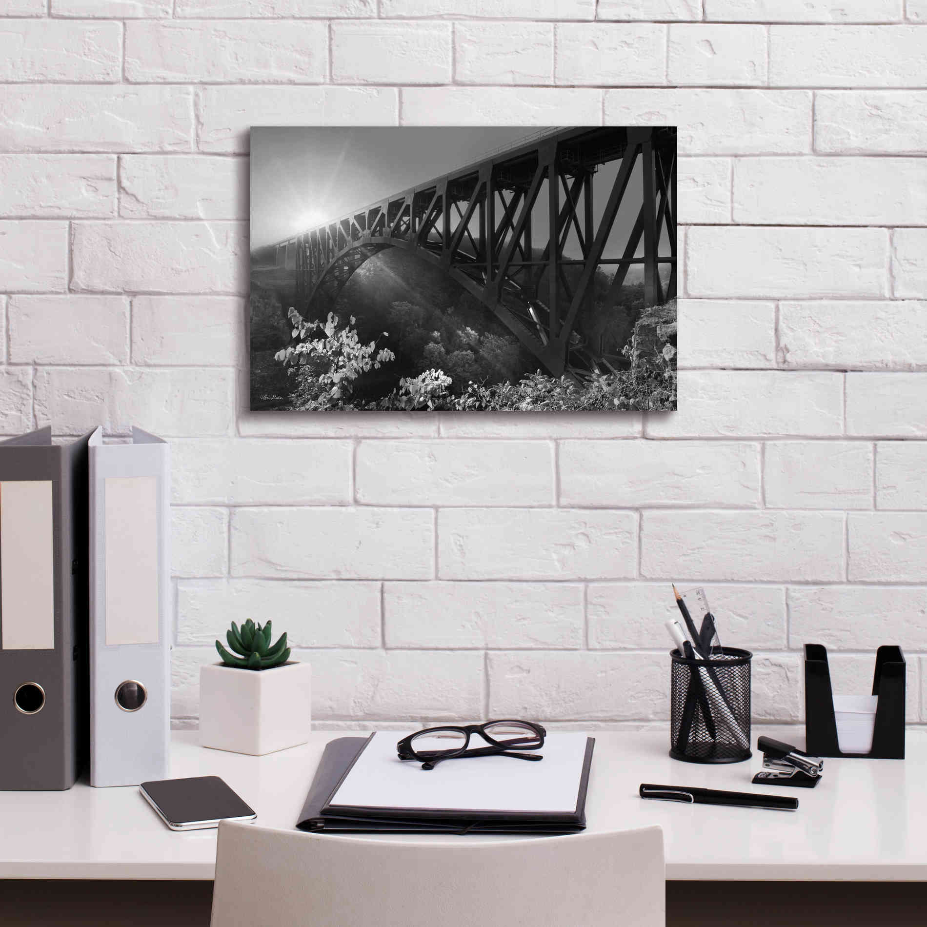 'Sunrise at Letchworth Black & White' by Lori Deiter, Canvas Wall Art,18 x 12