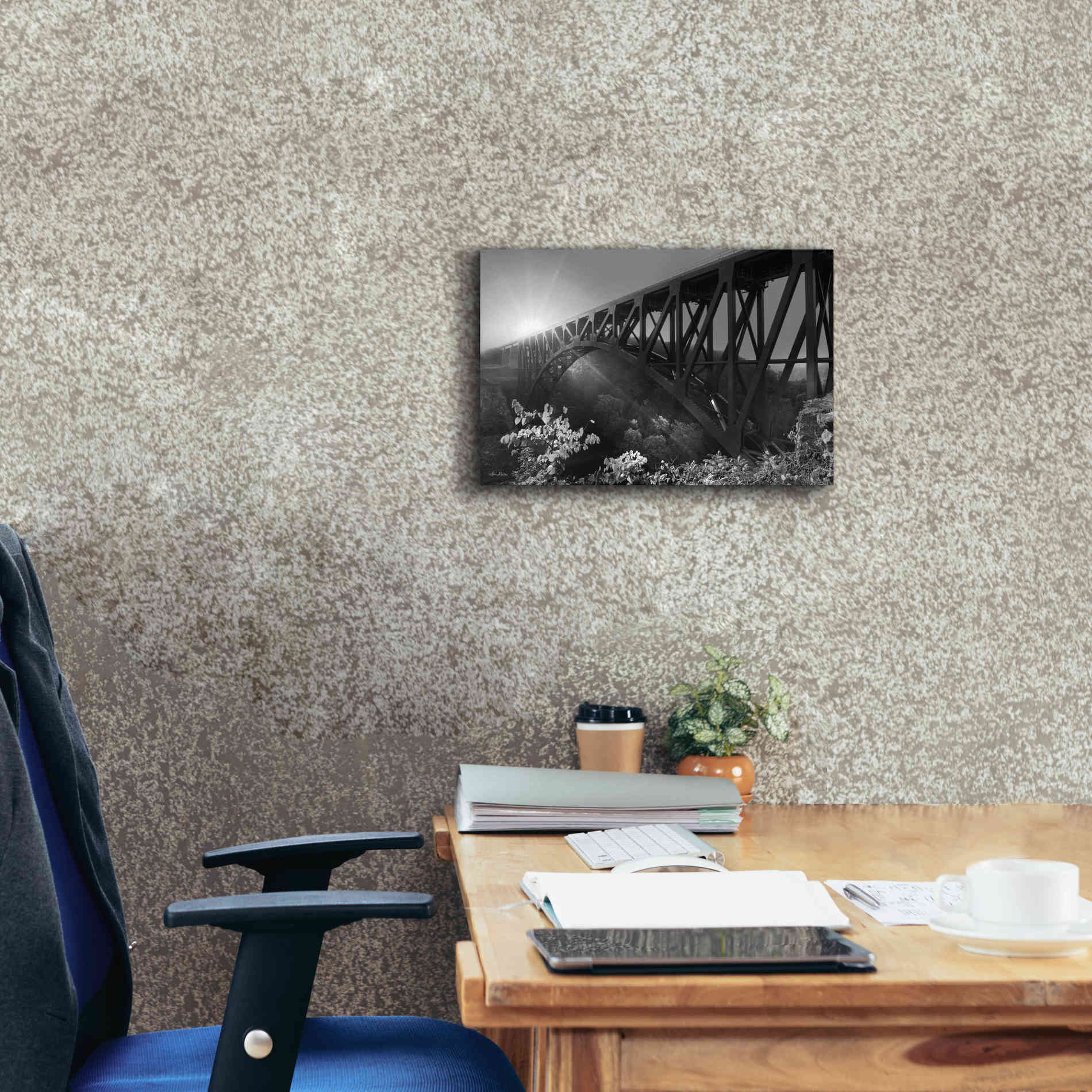 'Sunrise at Letchworth Black & White' by Lori Deiter, Canvas Wall Art,18 x 12