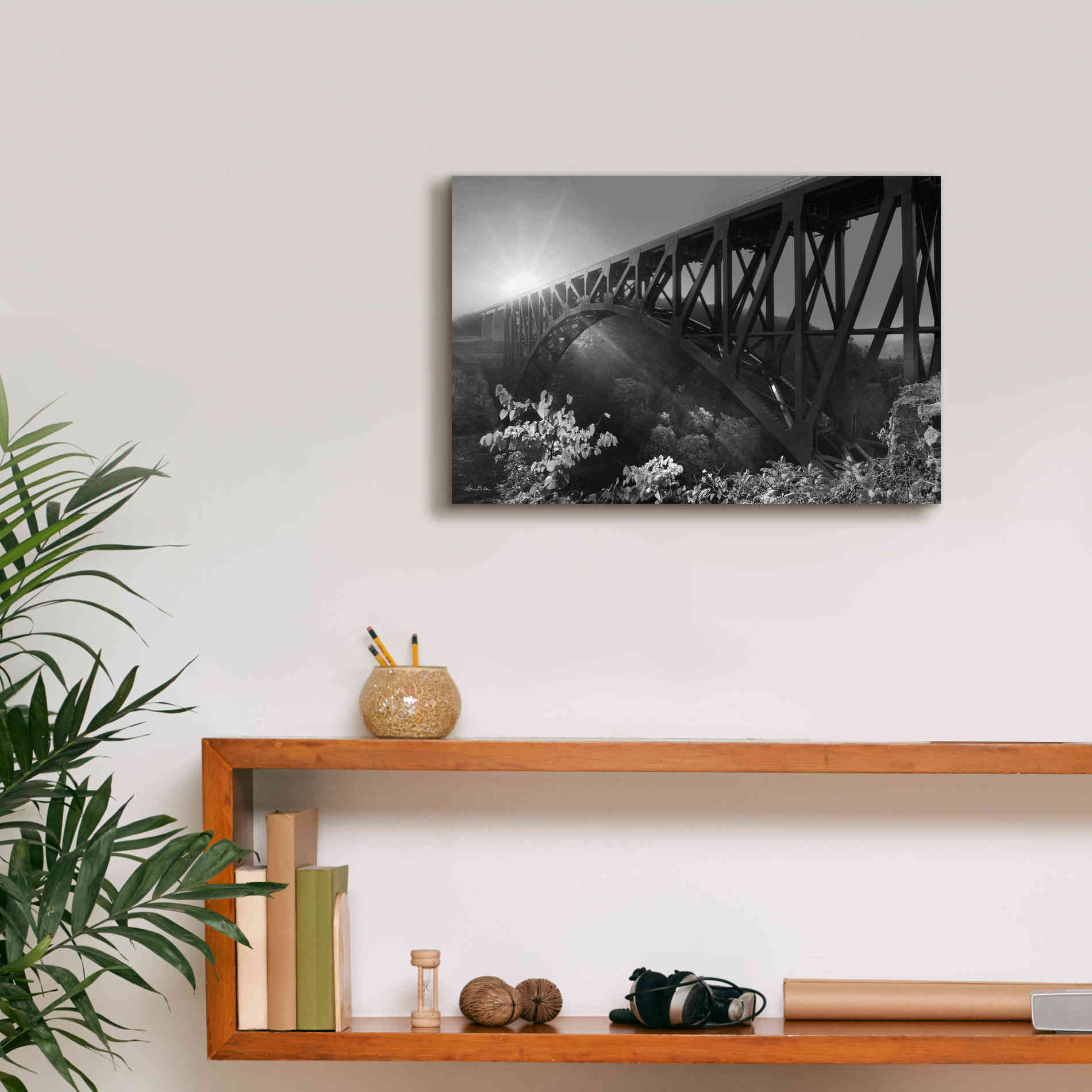 'Sunrise at Letchworth Black & White' by Lori Deiter, Canvas Wall Art,18 x 12