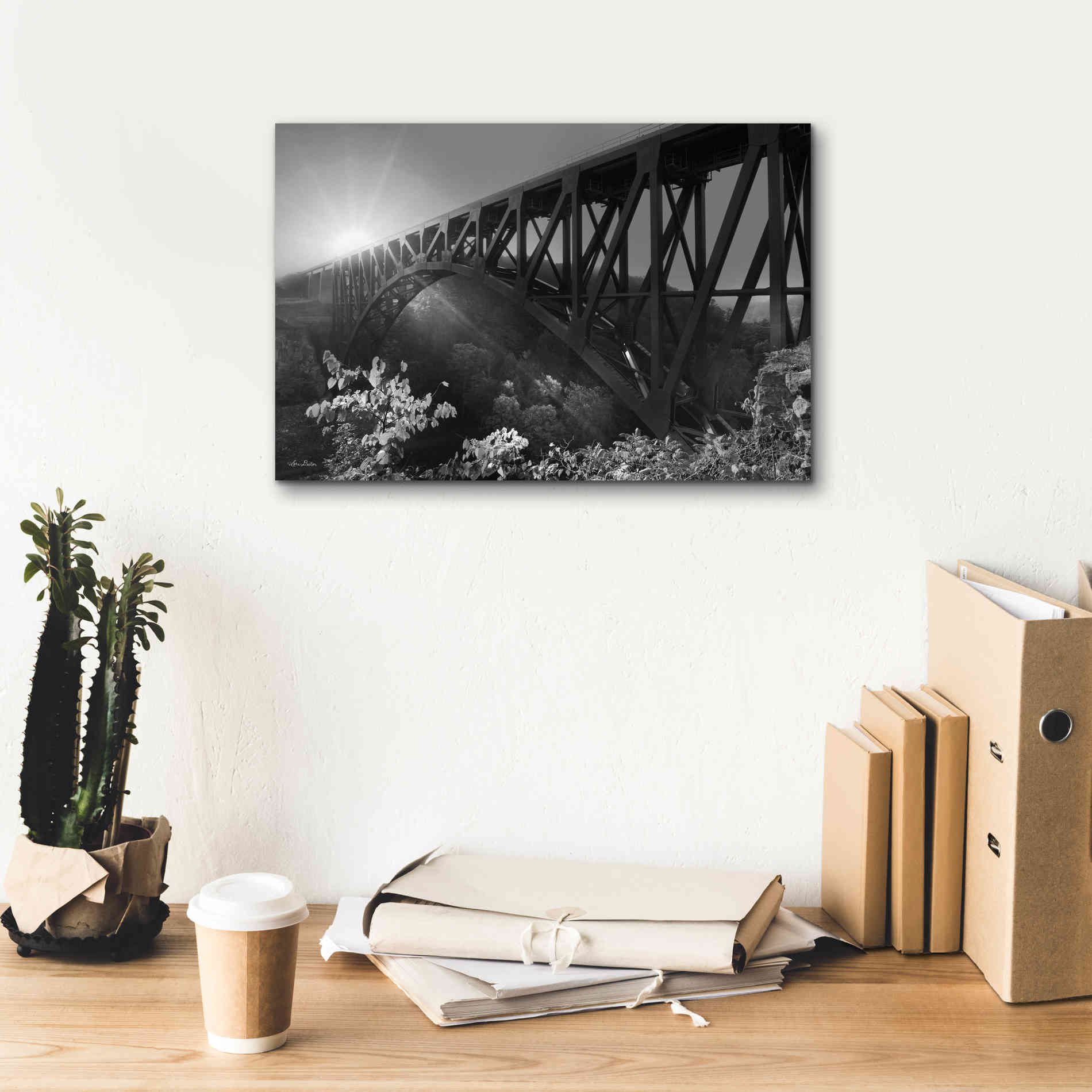 'Sunrise at Letchworth Black & White' by Lori Deiter, Canvas Wall Art,18 x 12