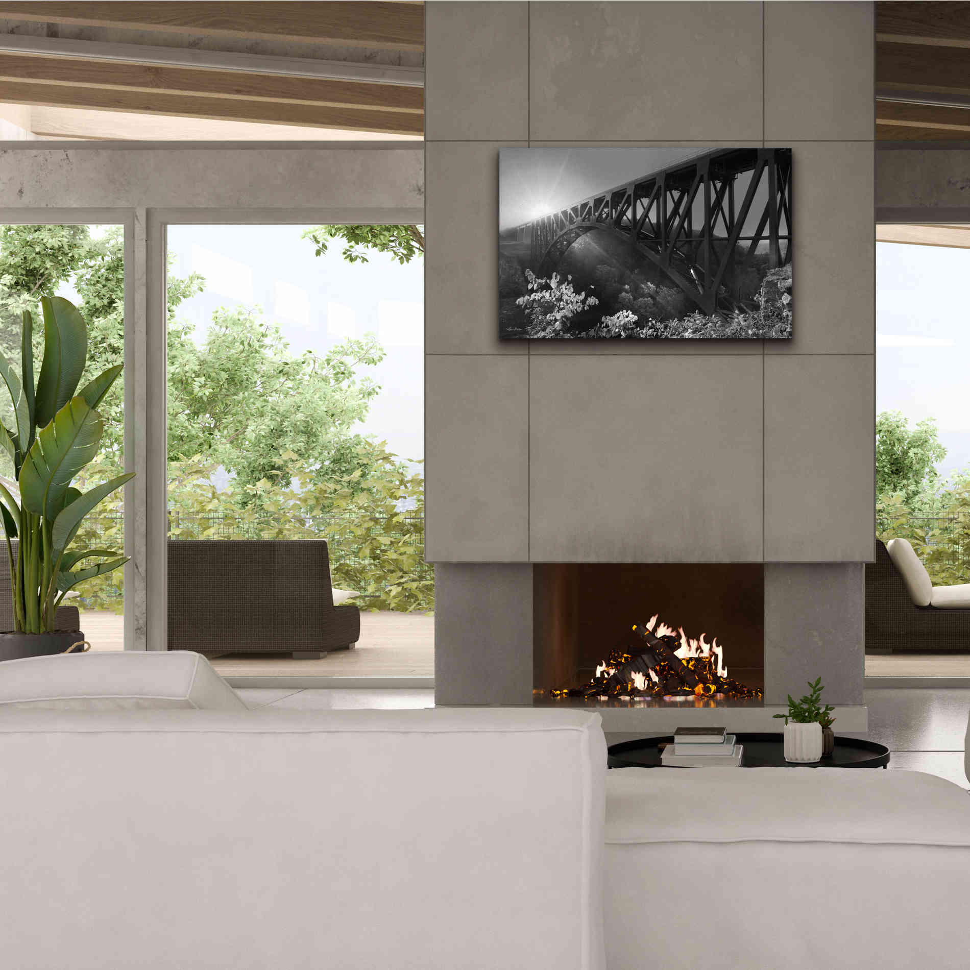 'Sunrise at Letchworth Black & White' by Lori Deiter, Canvas Wall Art,40 x 26