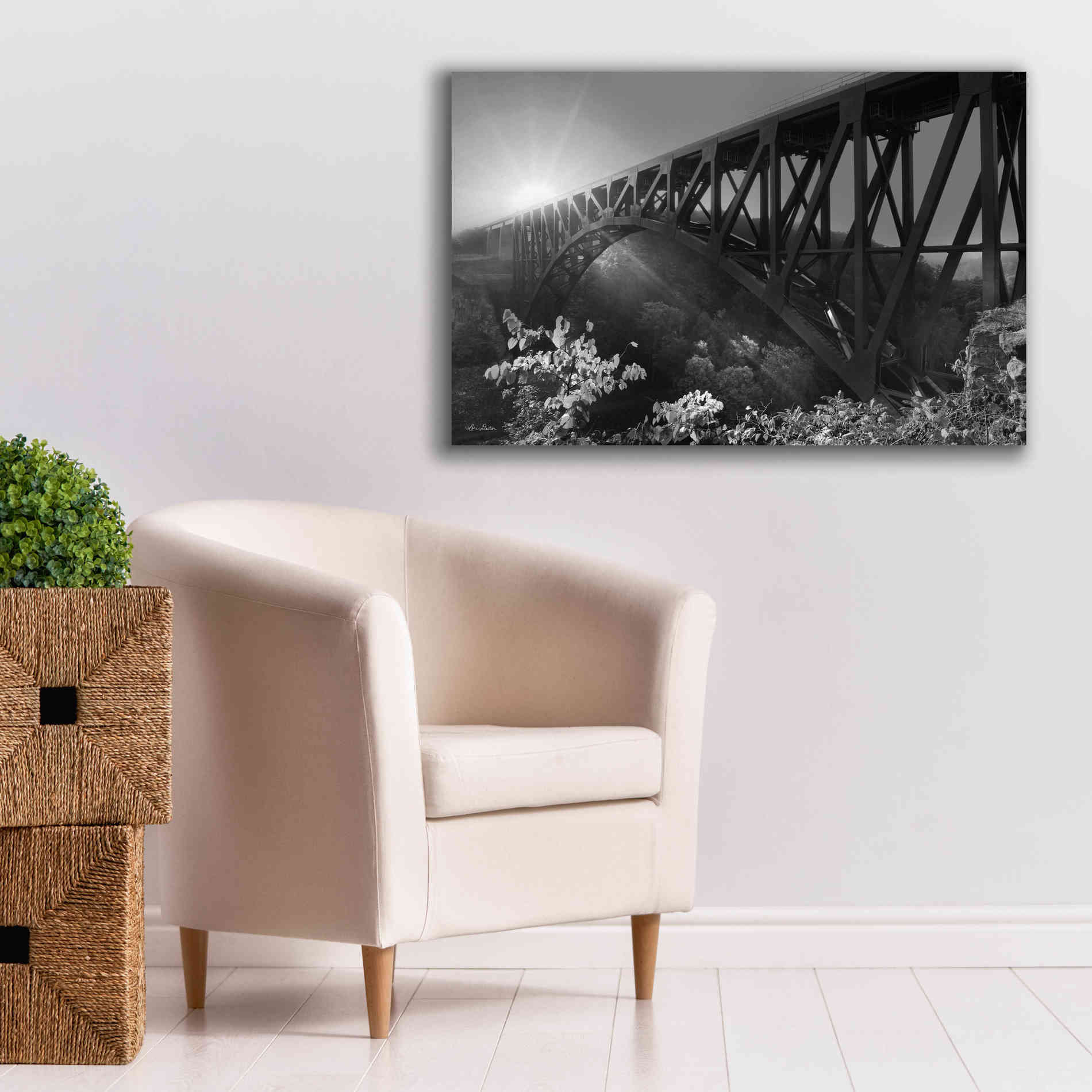 'Sunrise at Letchworth Black & White' by Lori Deiter, Canvas Wall Art,40 x 26