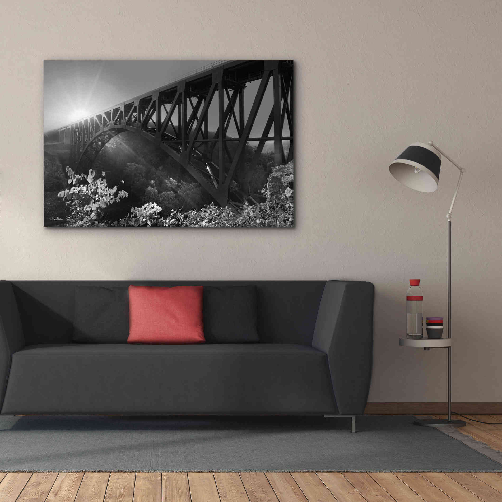 'Sunrise at Letchworth Black & White' by Lori Deiter, Canvas Wall Art,60 x 40