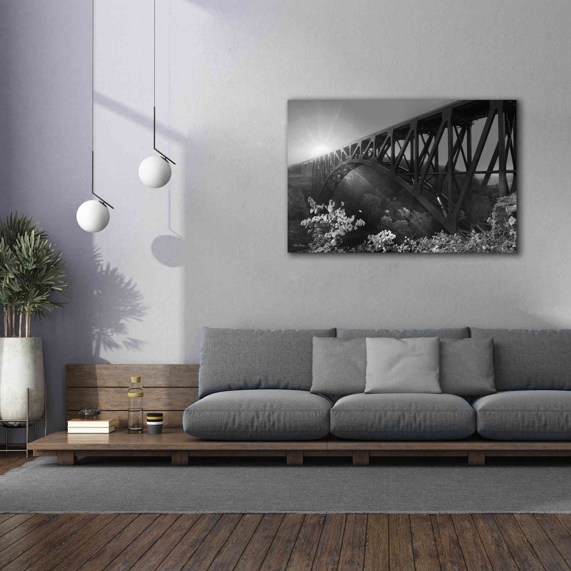 'Sunrise at Letchworth Black & White' by Lori Deiter, Canvas Wall Art,60 x 40