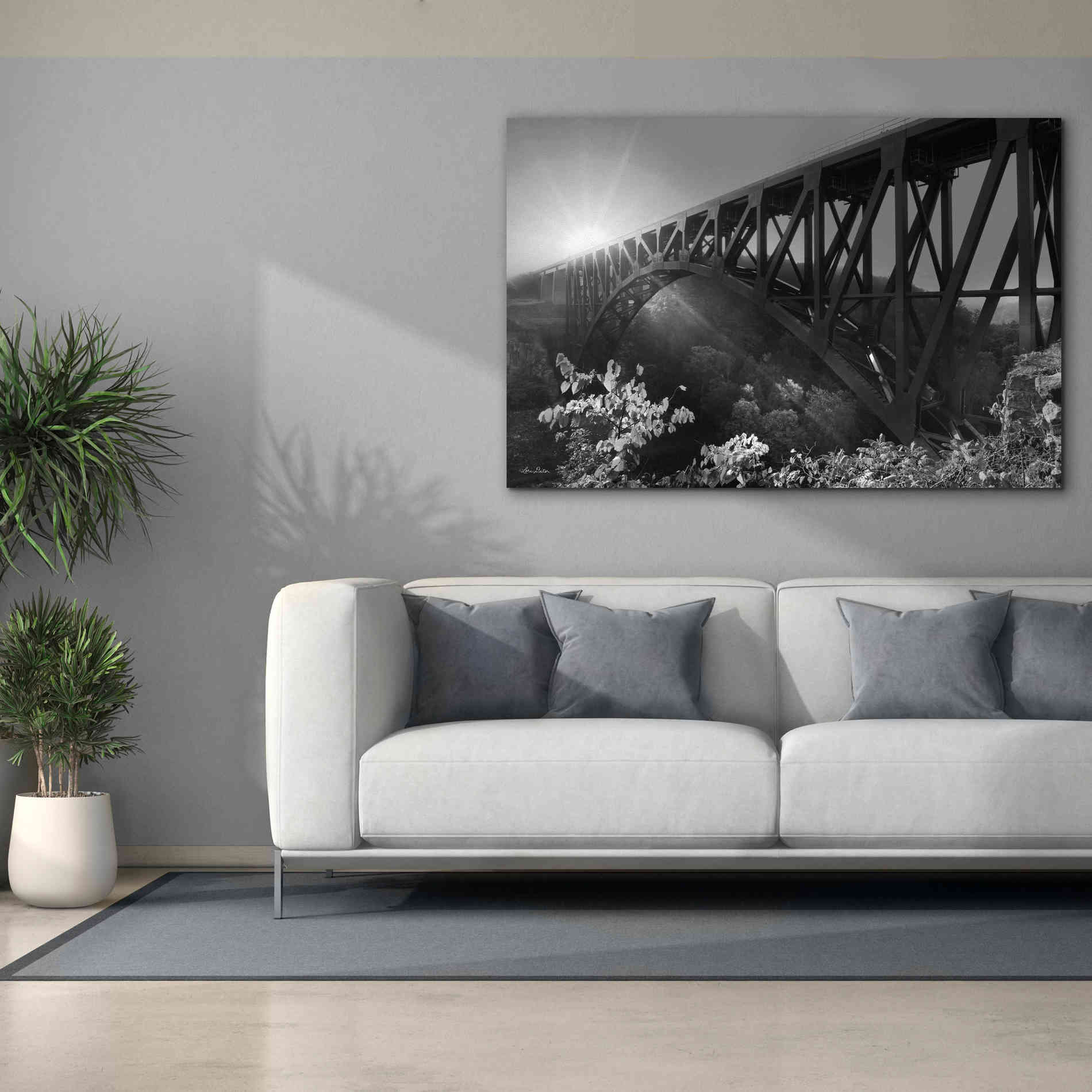 'Sunrise at Letchworth Black & White' by Lori Deiter, Canvas Wall Art,60 x 40