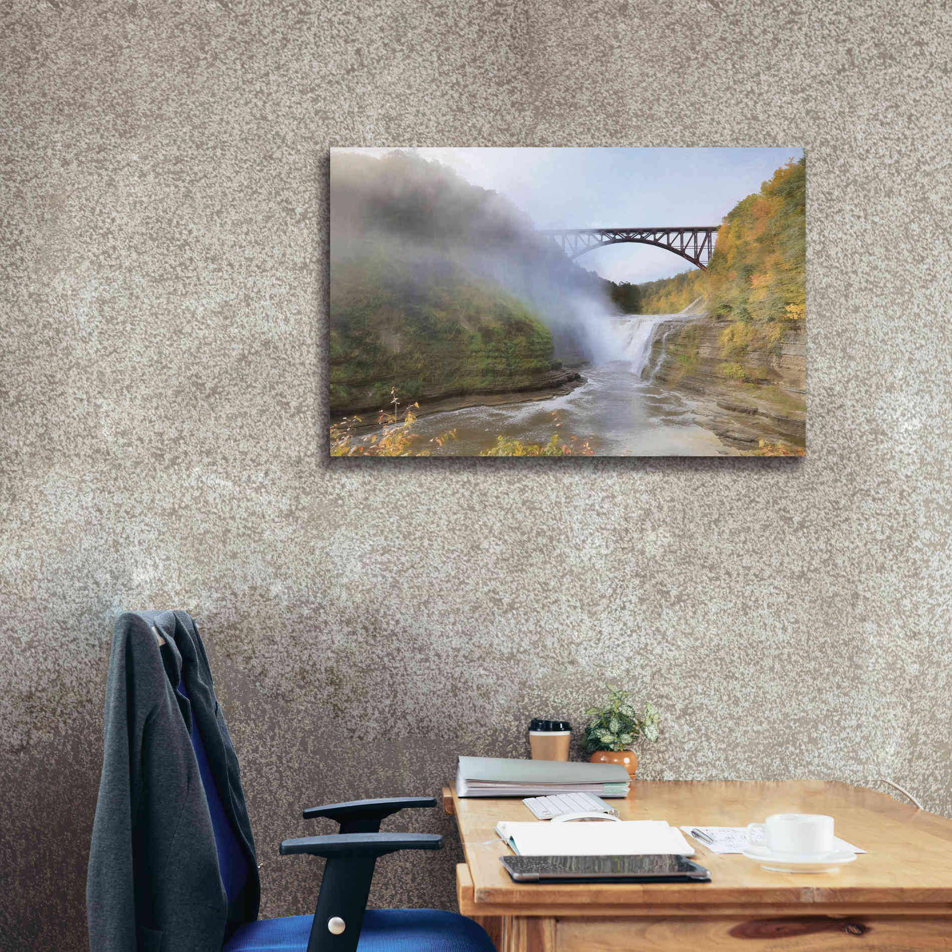 'Letchworth Upper Falls' by Lori Deiter, Canvas Wall Art,40 x 26