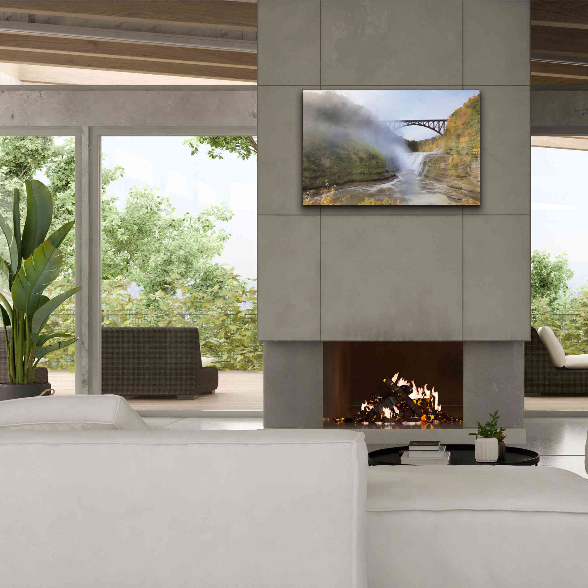 'Letchworth Upper Falls' by Lori Deiter, Canvas Wall Art,40 x 26