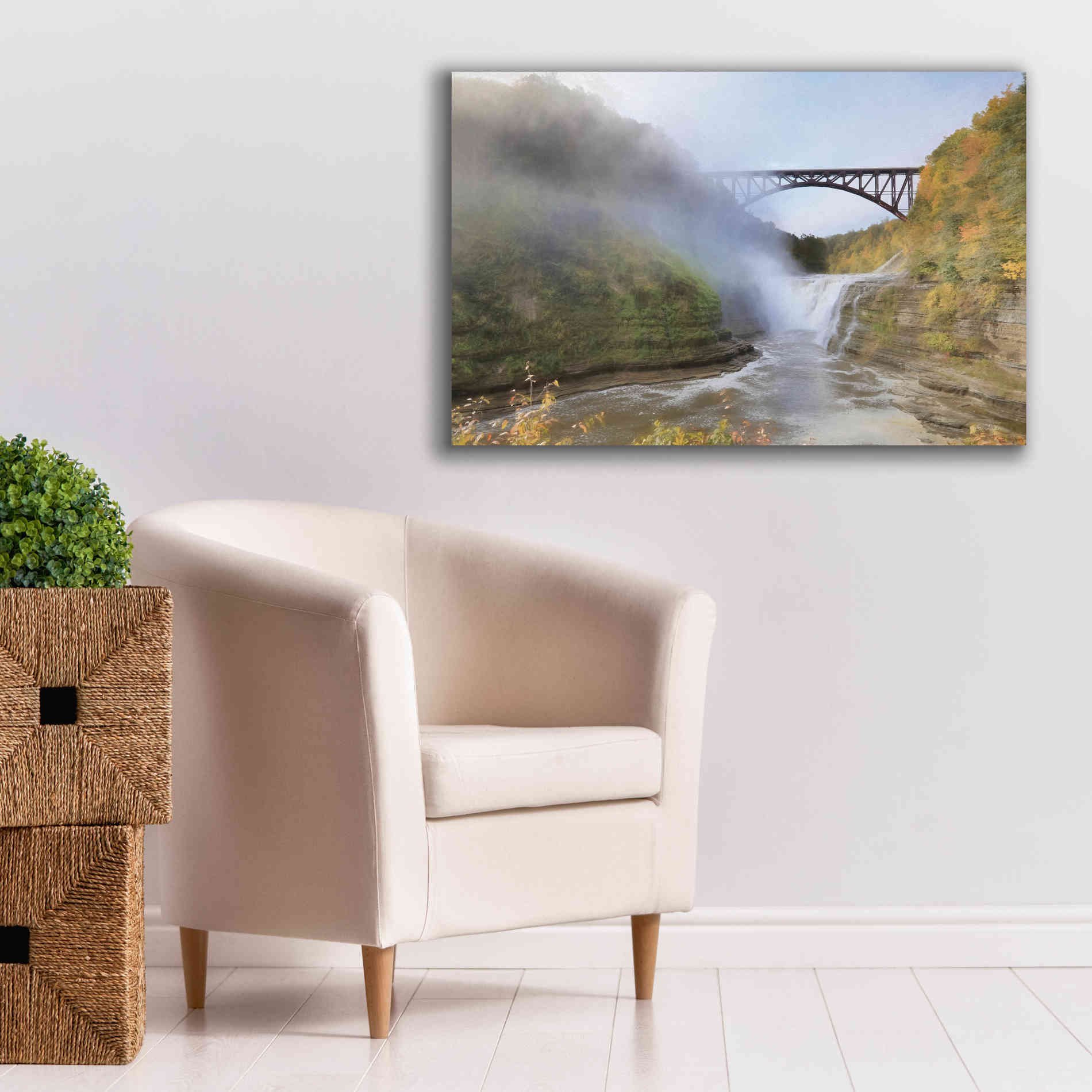 'Letchworth Upper Falls' by Lori Deiter, Canvas Wall Art,40 x 26