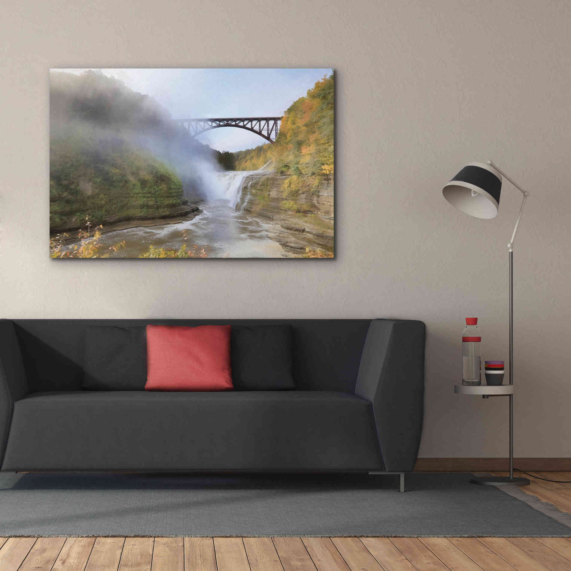 'Letchworth Upper Falls' by Lori Deiter, Canvas Wall Art,60 x 40