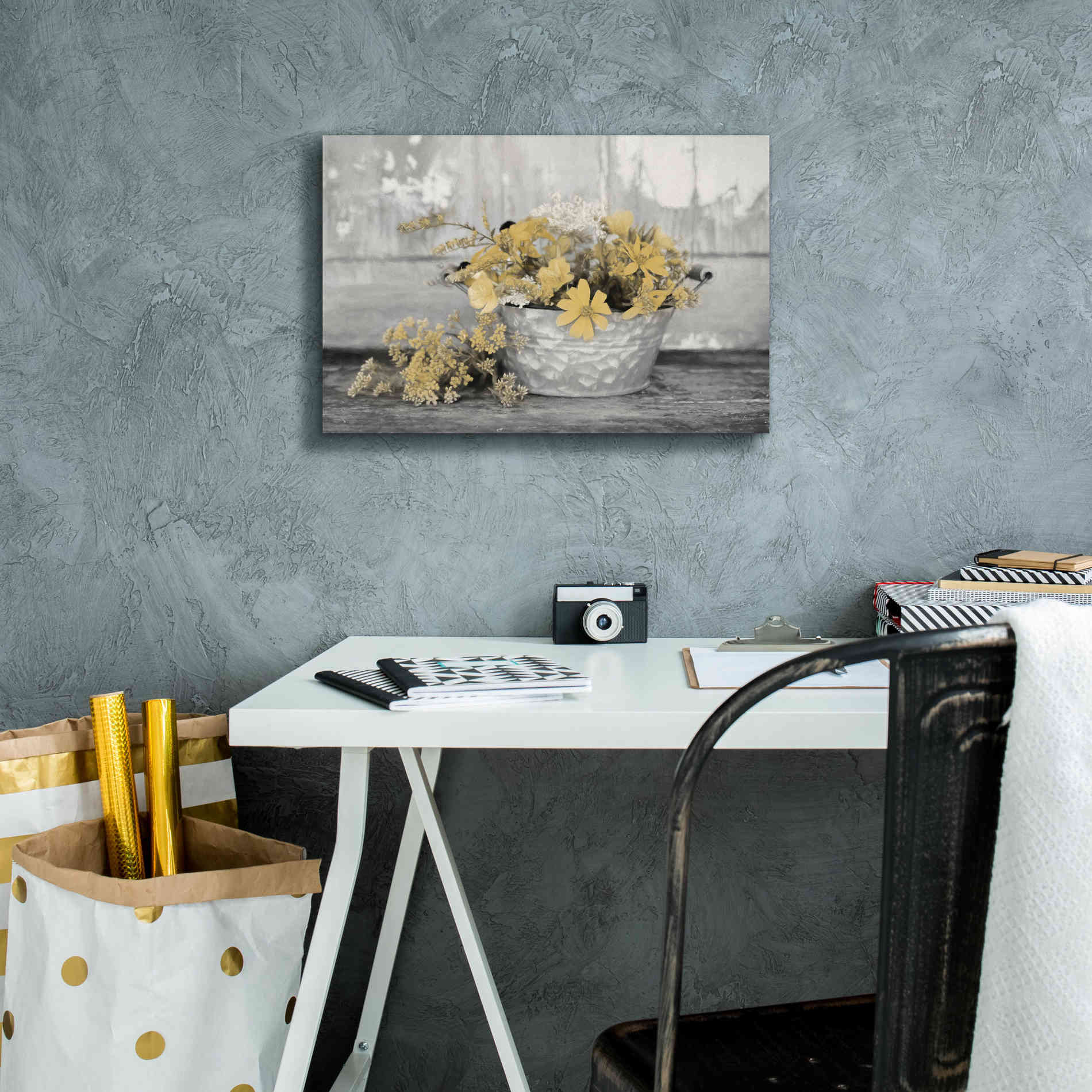 'Gold Wildflowers I' by Lori Deiter, Canvas Wall Art,18 x 12