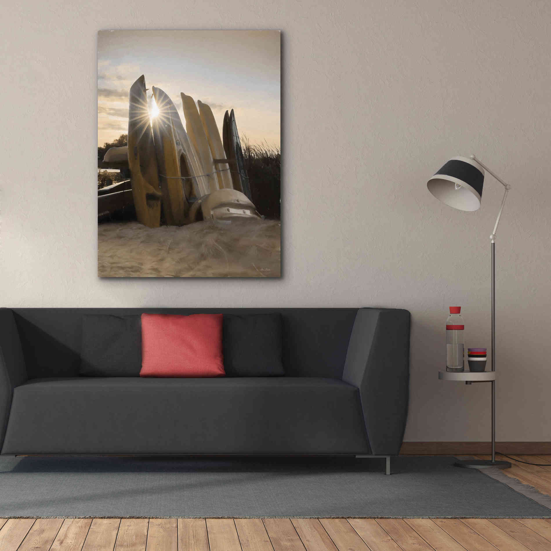 'Beach Kayaks' by Lori Deiter, Canvas Wall Art,40 x 54