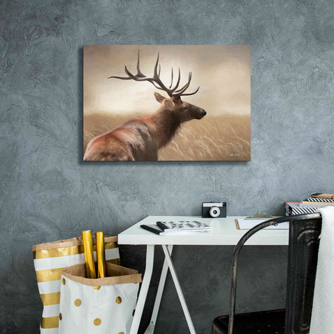 Image of 'Elk in the Grass' by Lori Deiter, Canvas Wall Art,26 x 18