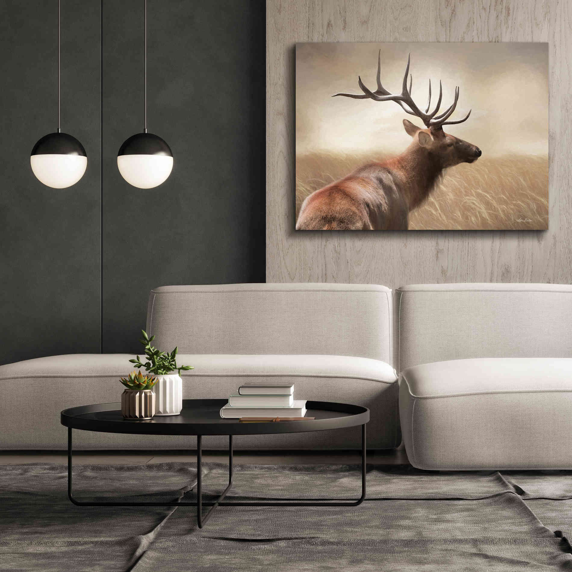 'Elk in the Grass' by Lori Deiter, Canvas Wall Art,54 x 40