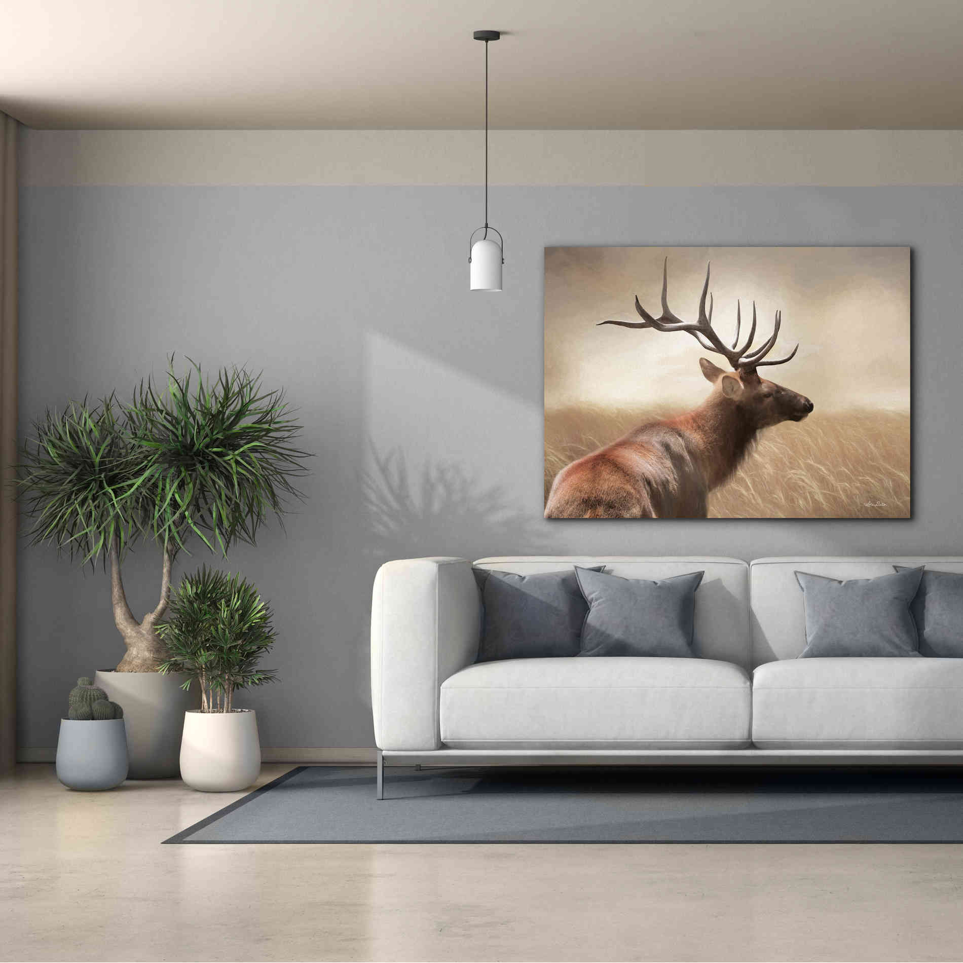 'Elk in the Grass' by Lori Deiter, Canvas Wall Art,54 x 40