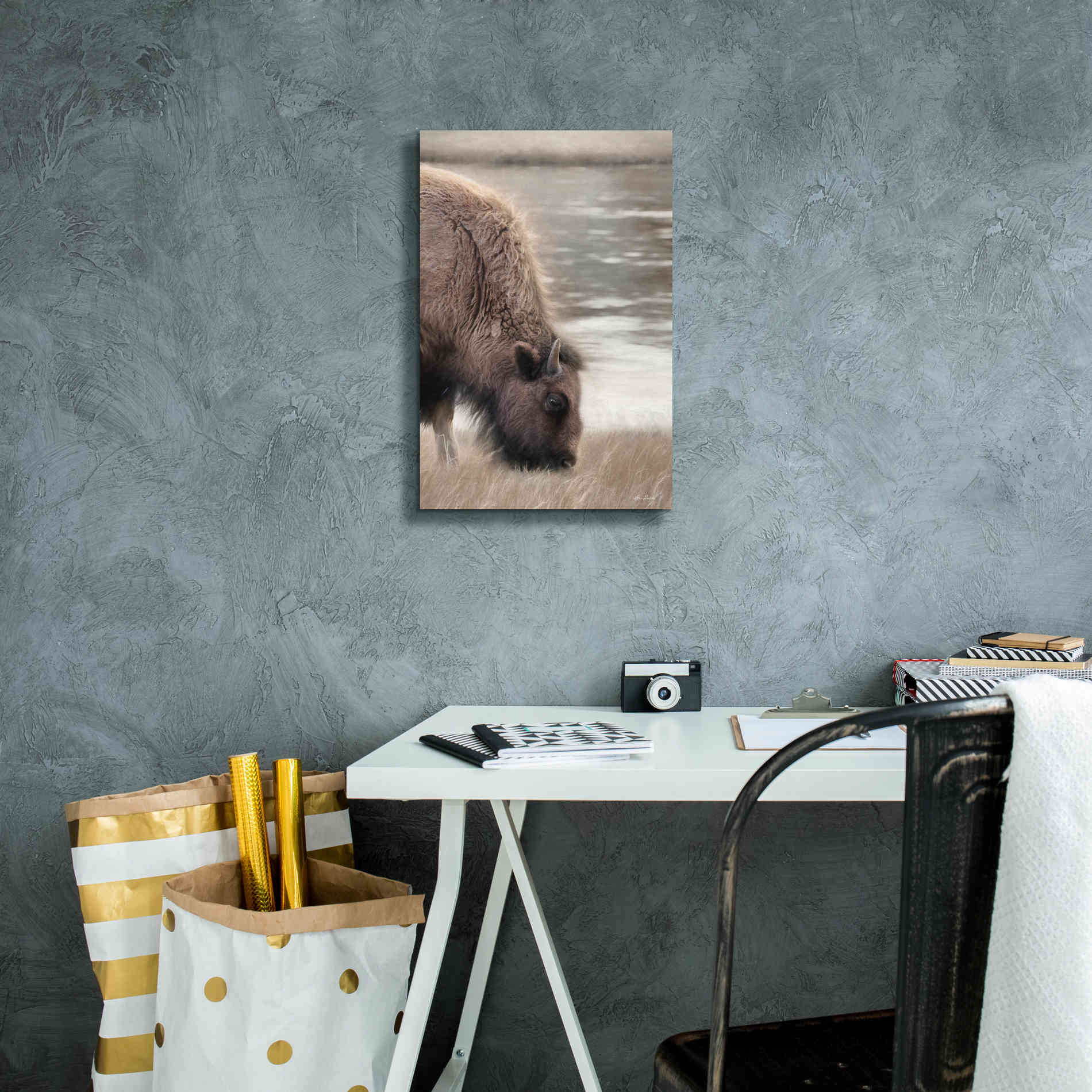 'Yellowstone Buffalo' by Lori Deiter, Canvas Wall Art,12 x 18