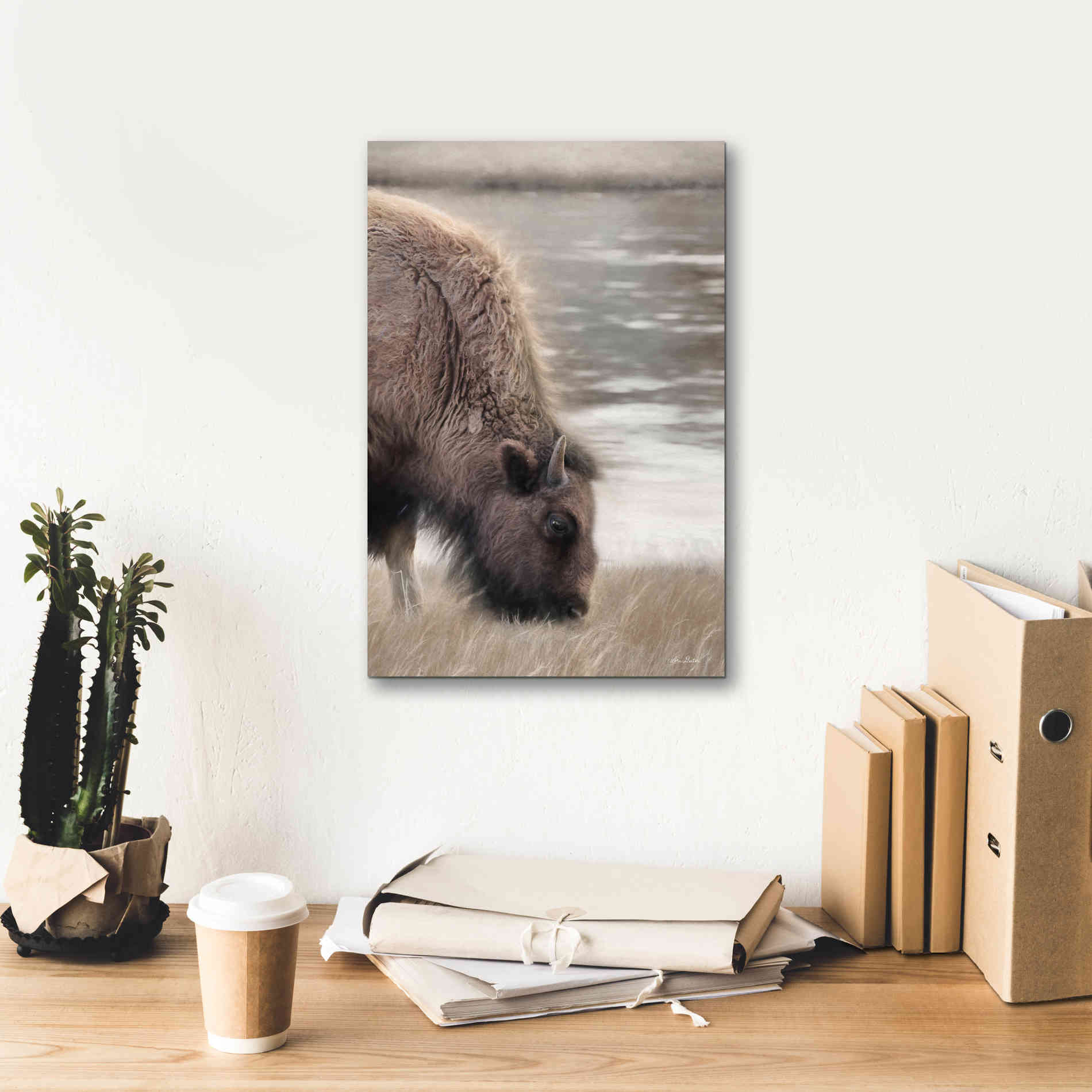 'Yellowstone Buffalo' by Lori Deiter, Canvas Wall Art,12 x 18