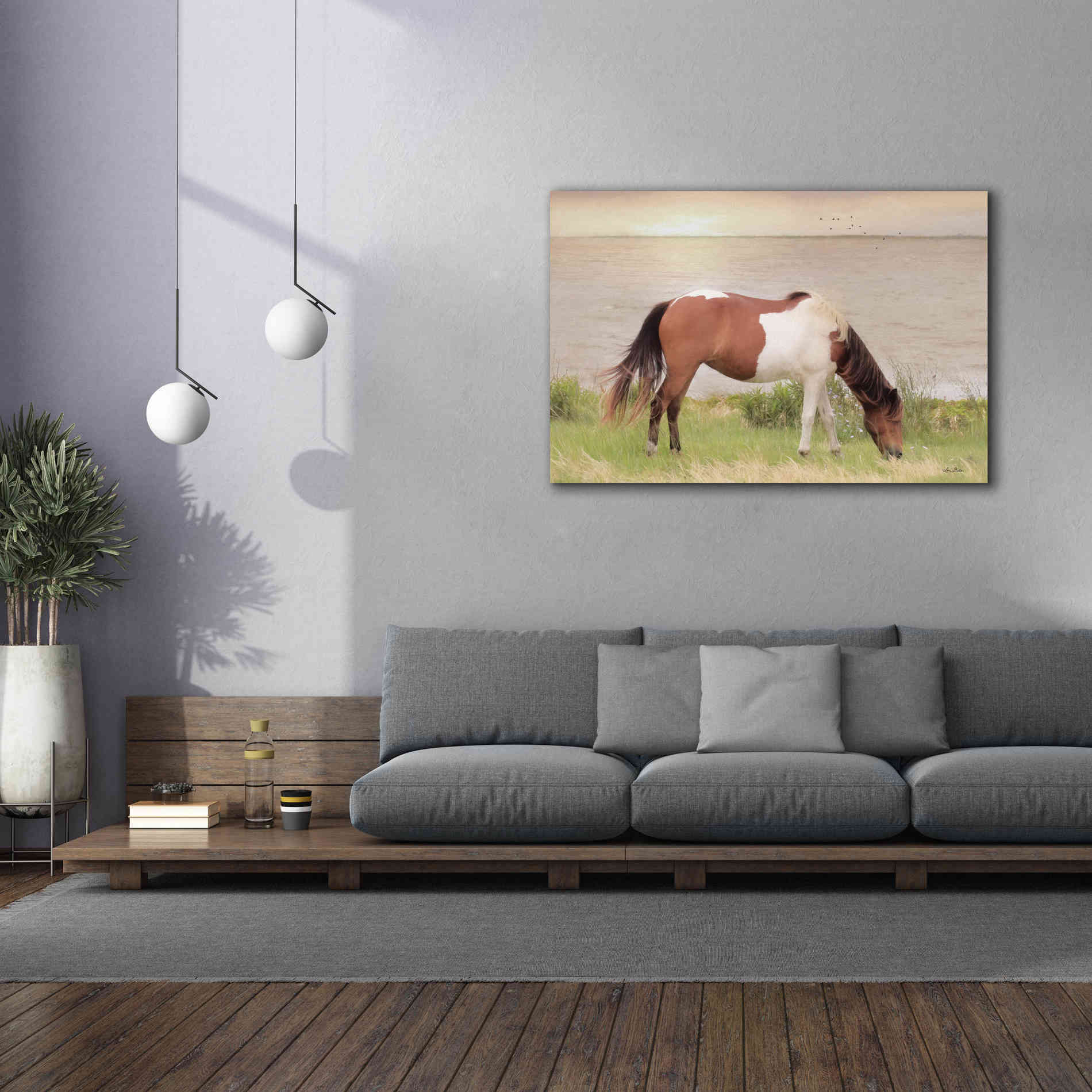 'Grazing on Assateague Island' by Lori Deiter, Canvas Wall Art,60 x 40