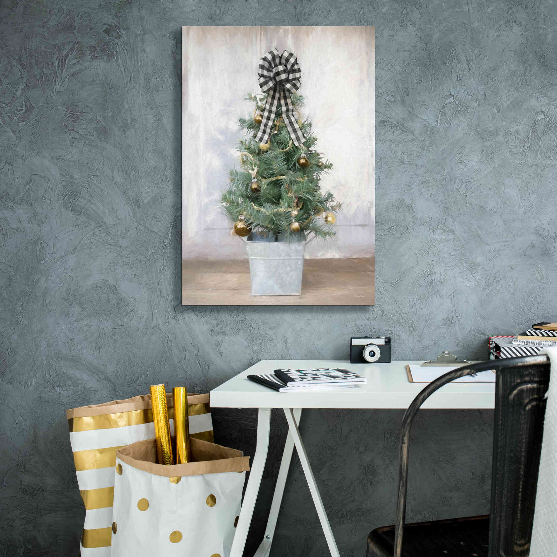 'Buffalo Plaid Mini Tree' by Lori Deiter, Canvas Wall Art,18 x 26