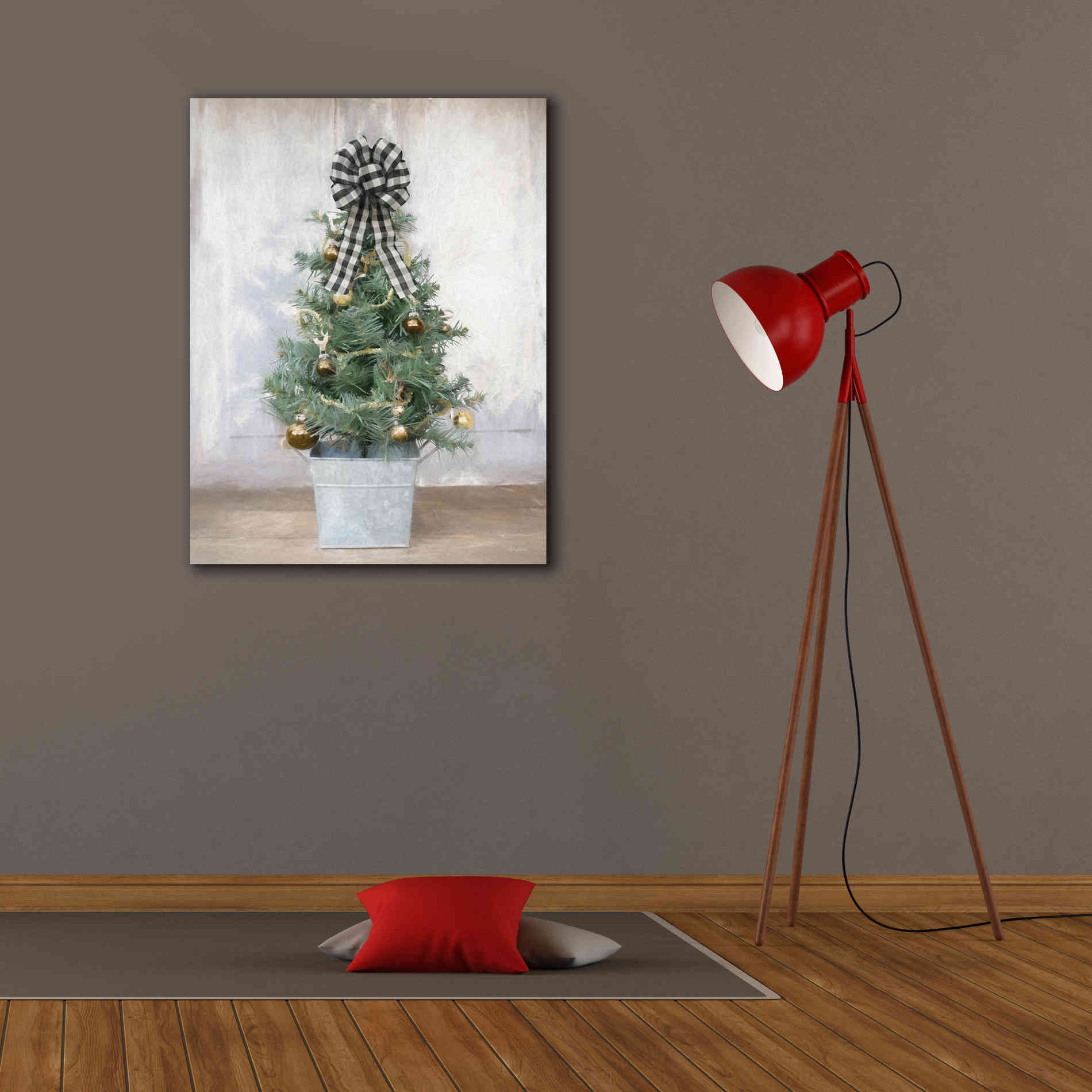 'Buffalo Plaid Mini Tree' by Lori Deiter, Canvas Wall Art,26 x 34