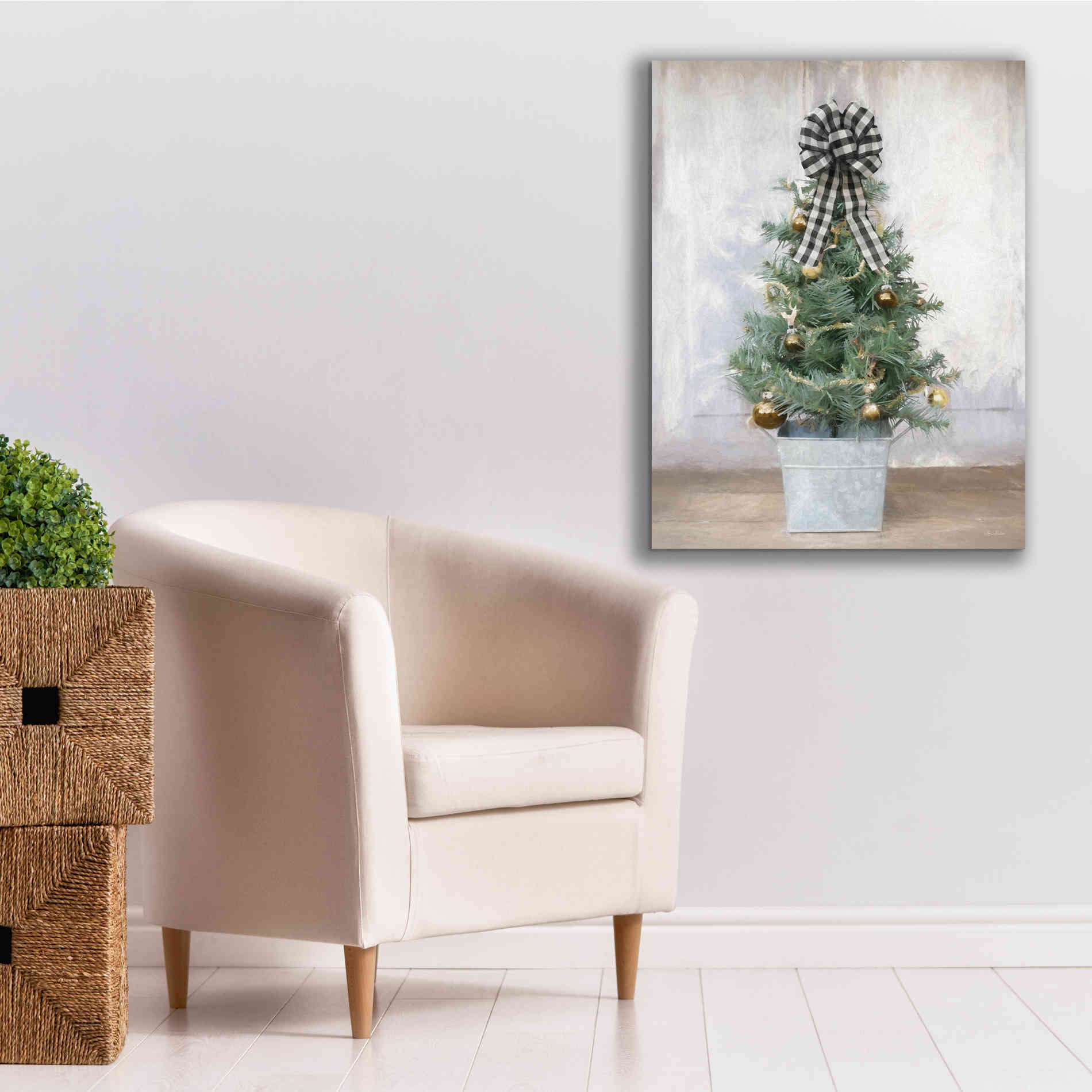 'Buffalo Plaid Mini Tree' by Lori Deiter, Canvas Wall Art,26 x 34
