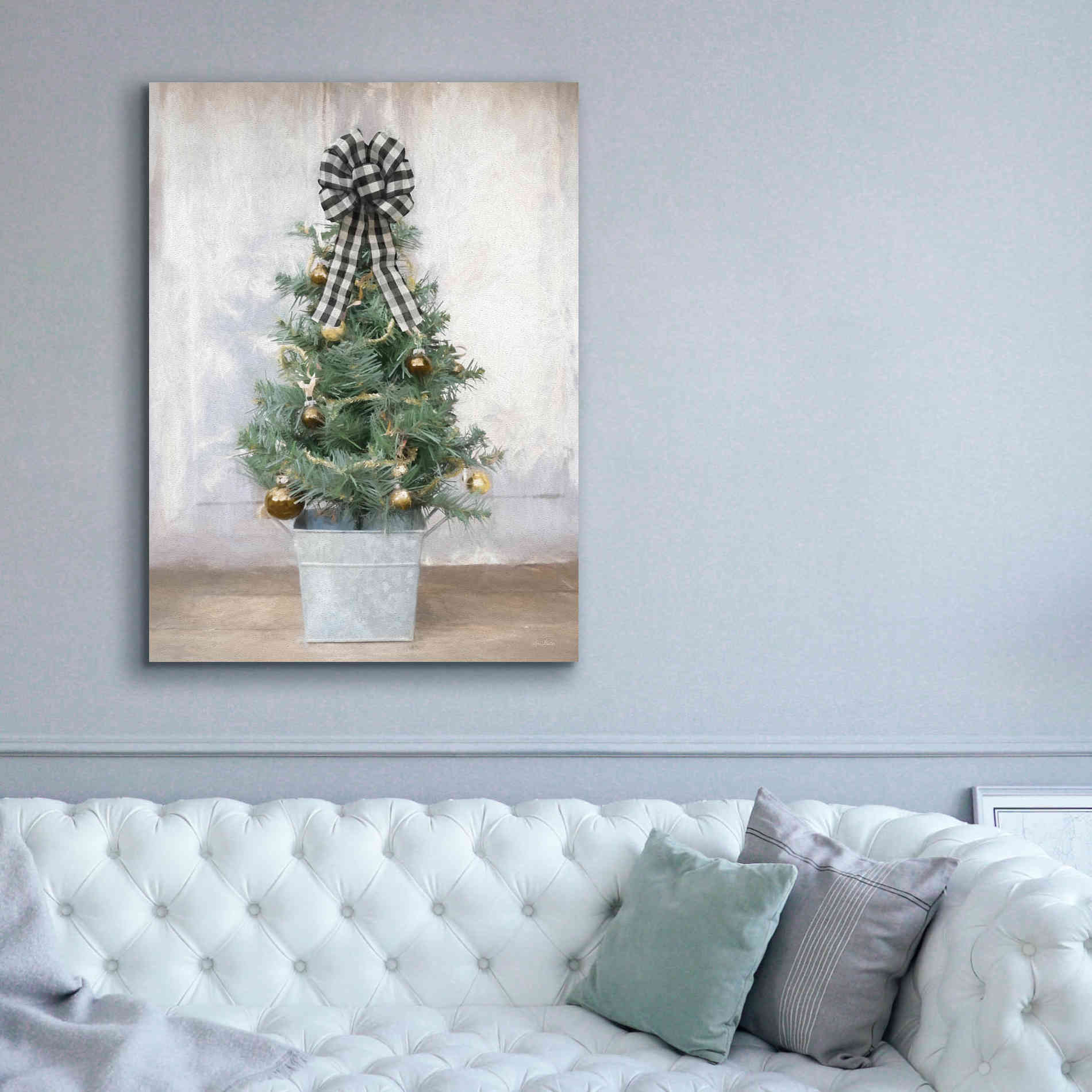 'Buffalo Plaid Mini Tree' by Lori Deiter, Canvas Wall Art,40 x 54
