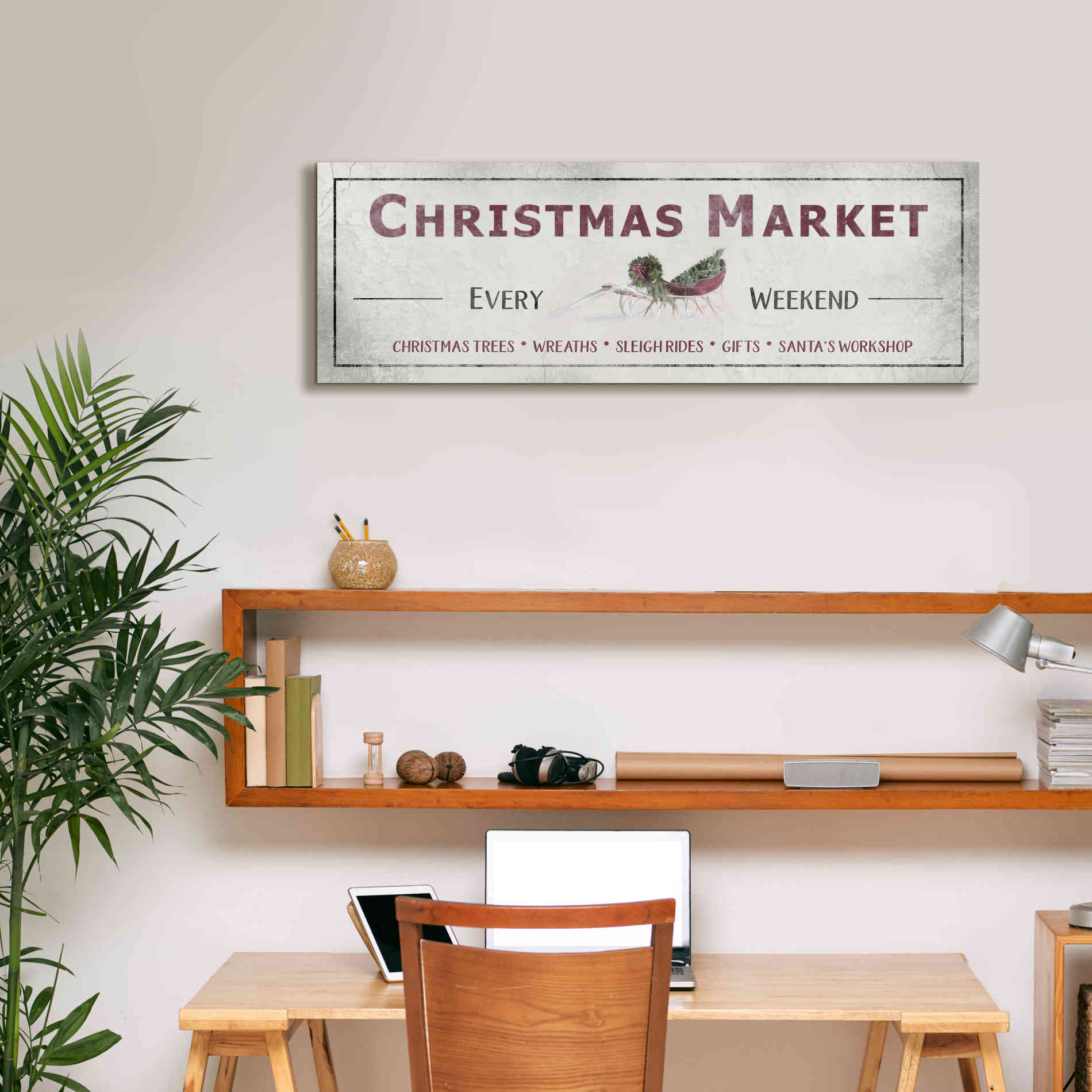 'Christmas Market Sign II' by Lori Deiter, Canvas Wall Art,36 x 12