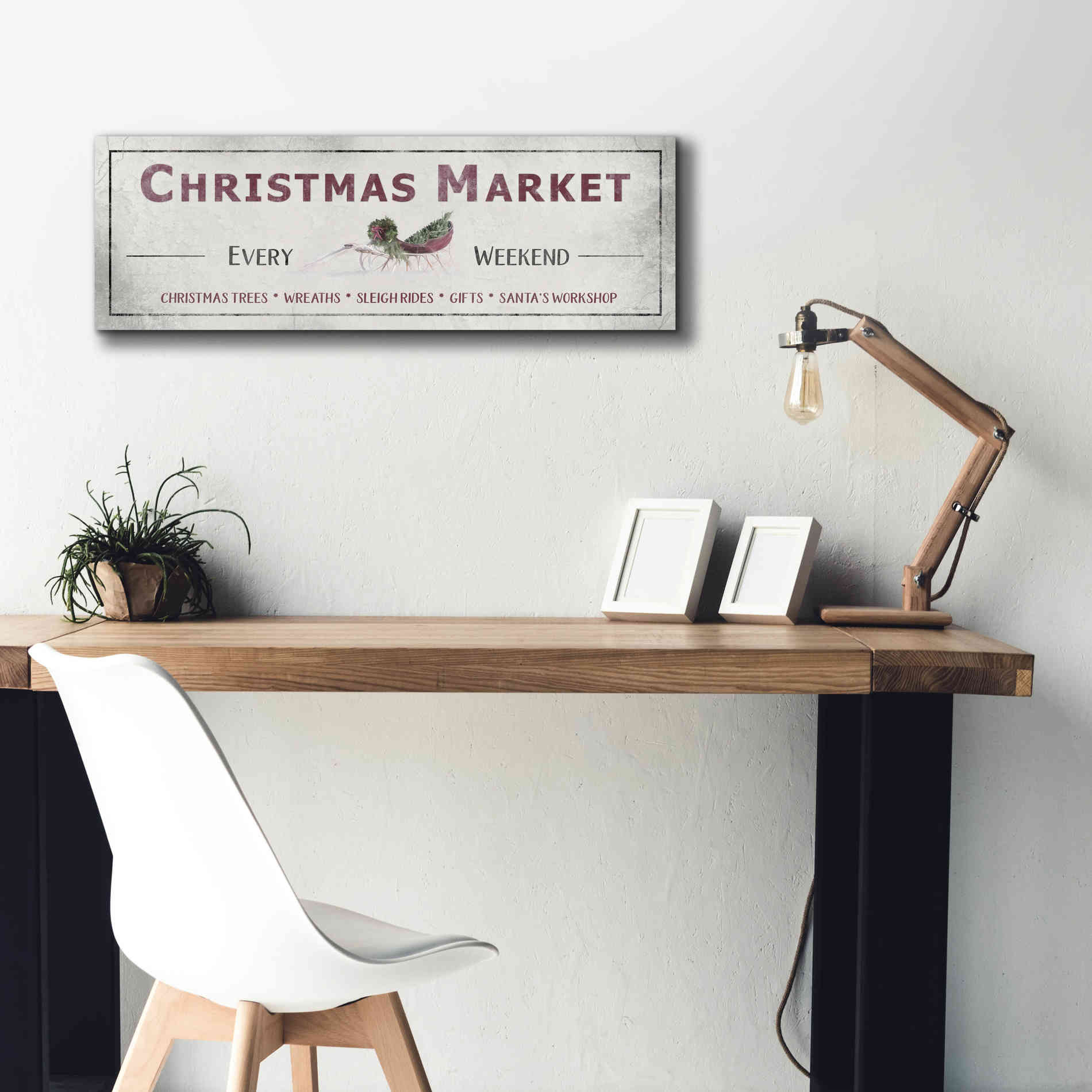 'Christmas Market Sign II' by Lori Deiter, Canvas Wall Art,36 x 12
