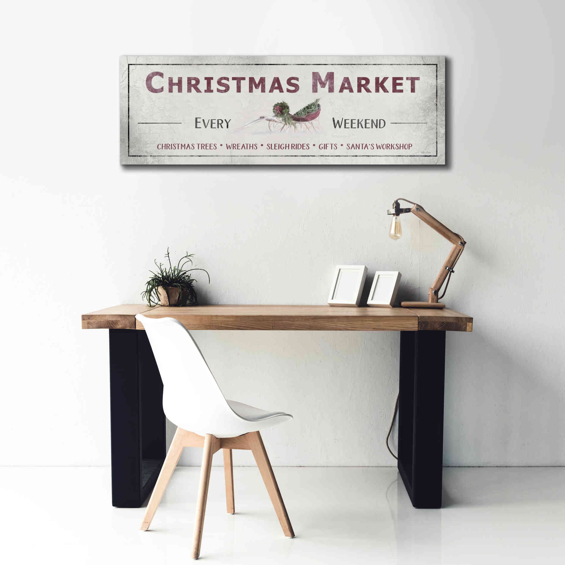 'Christmas Market Sign II' by Lori Deiter, Canvas Wall Art,60 x 20