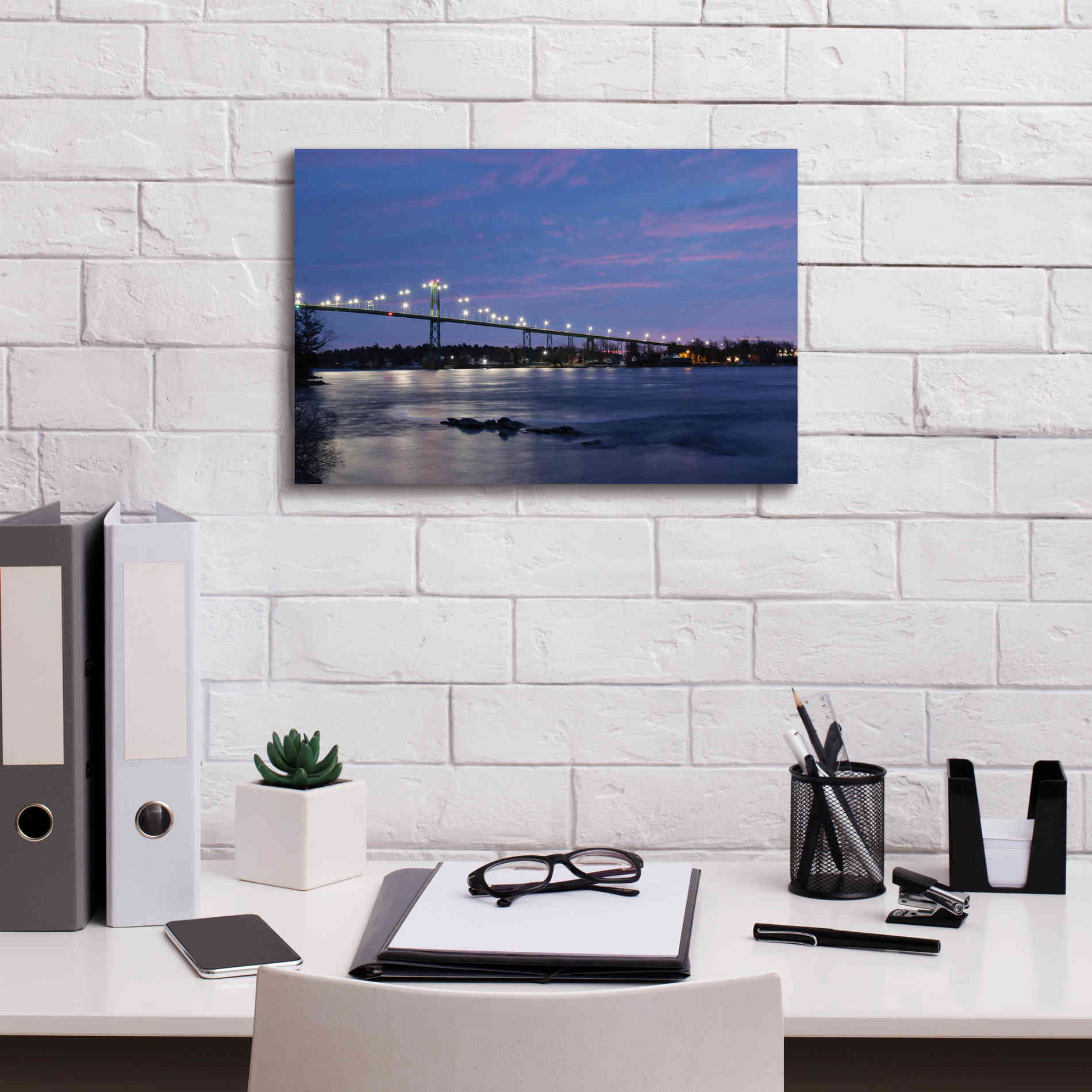 'Bridge at Night' by Lori Deiter, Canvas Wall Art,18 x 12