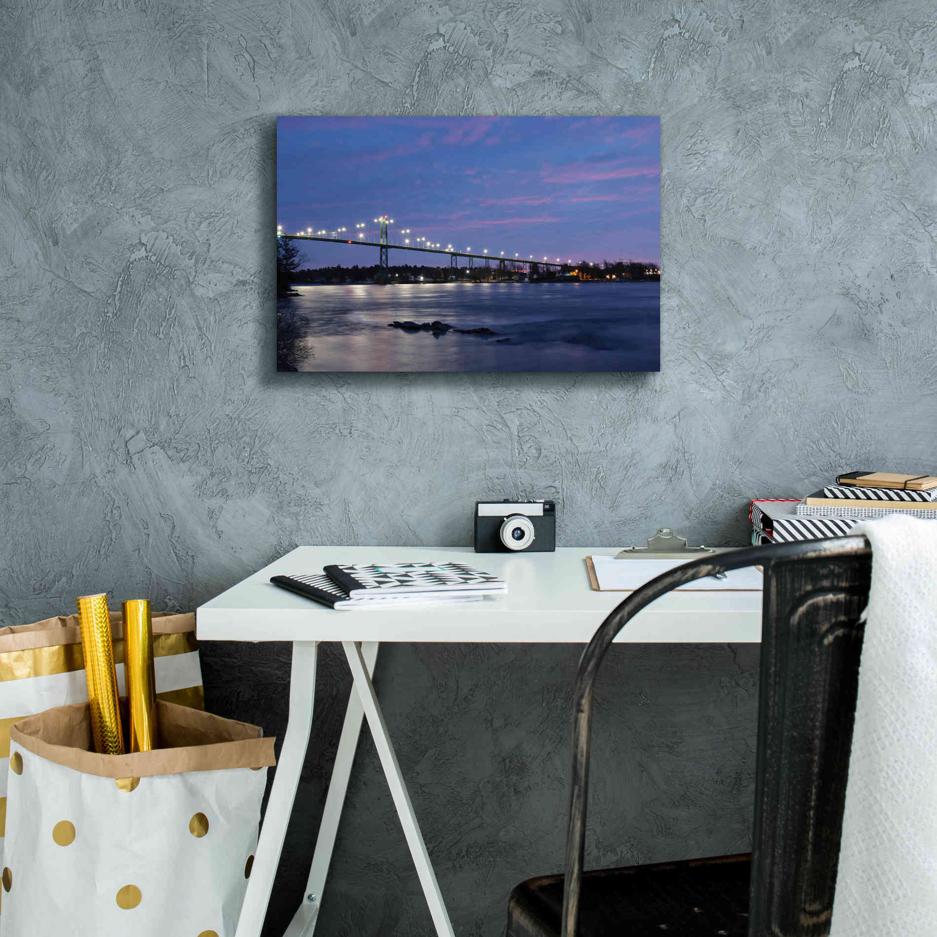 'Bridge at Night' by Lori Deiter, Canvas Wall Art,18 x 12