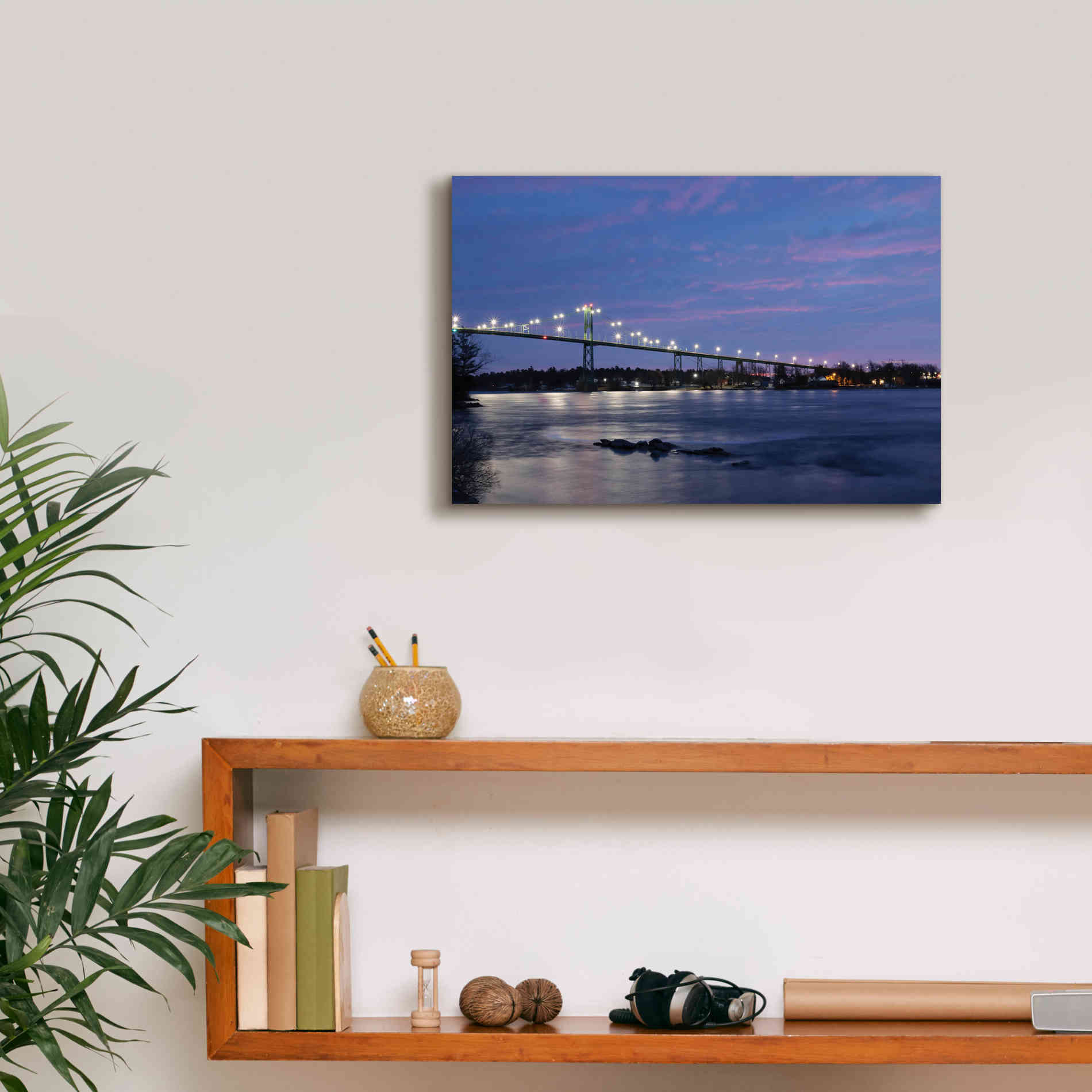 'Bridge at Night' by Lori Deiter, Canvas Wall Art,18 x 12