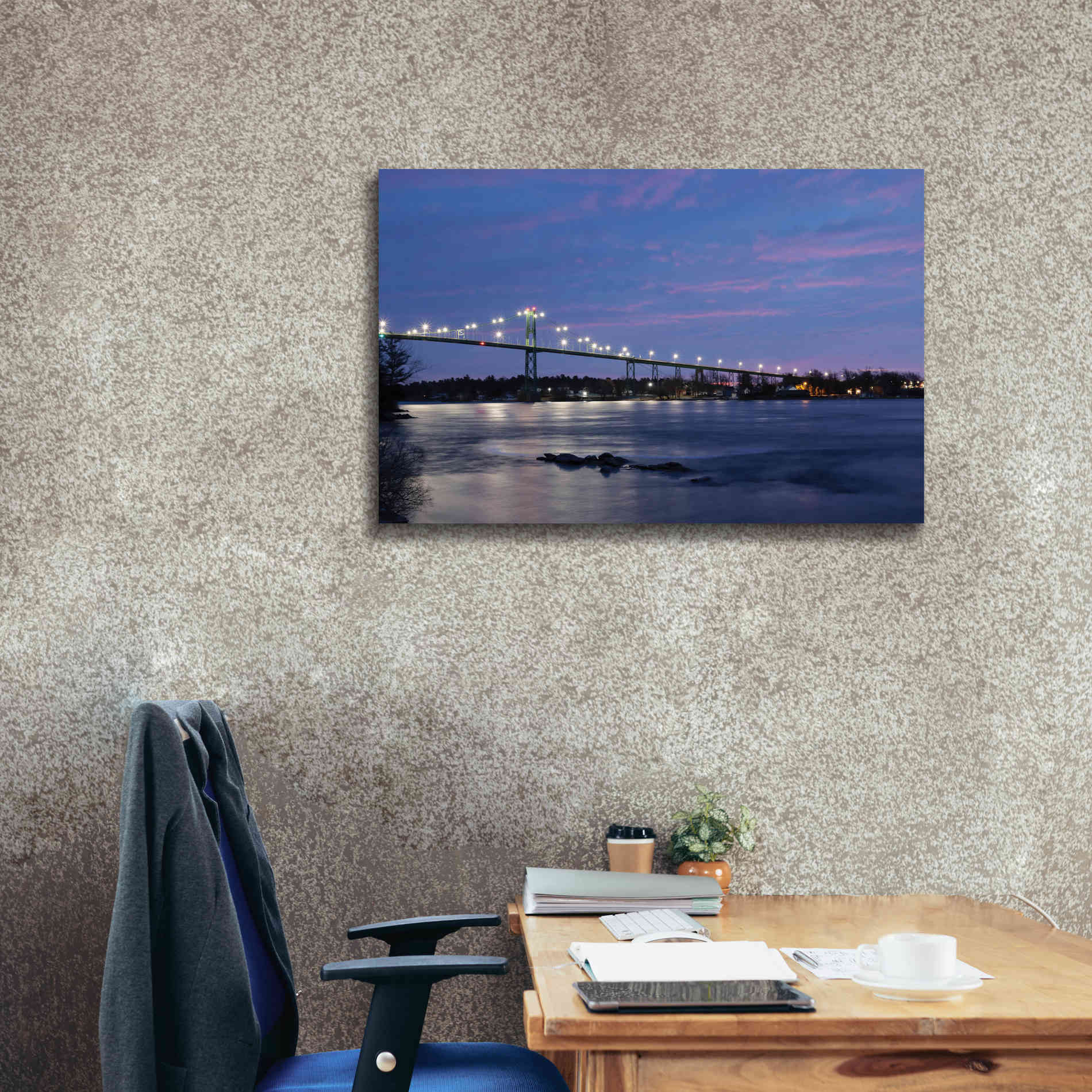 'Bridge at Night' by Lori Deiter, Canvas Wall Art,40 x 26