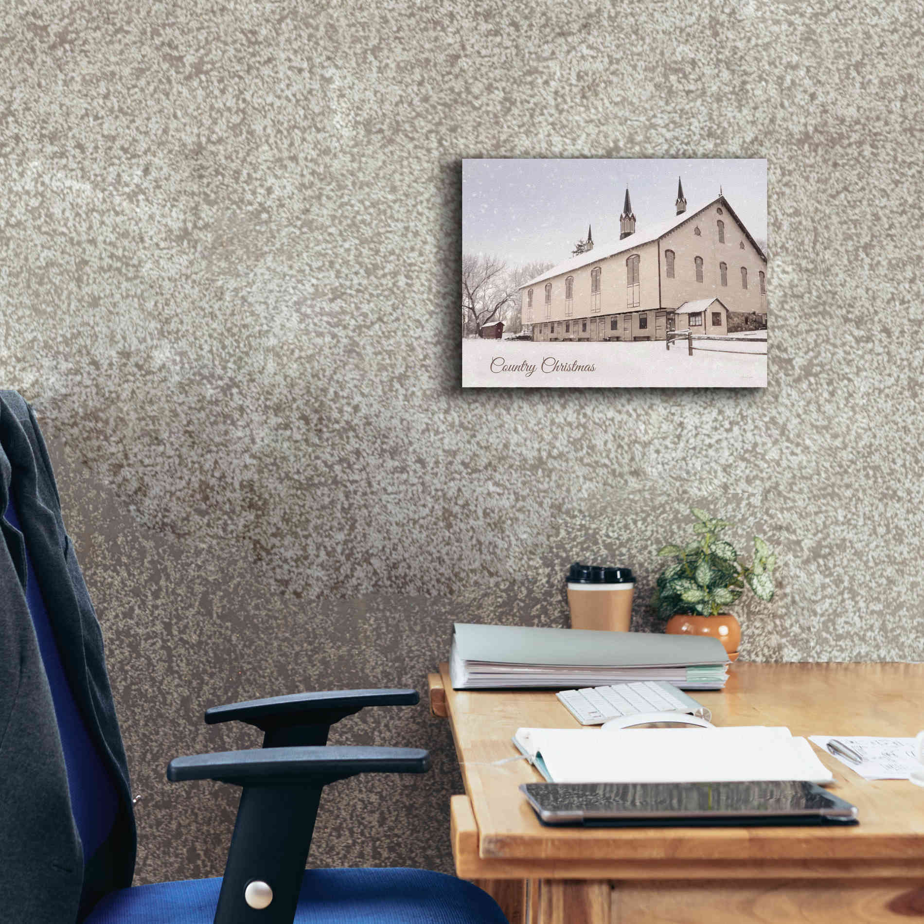 'Country Christmas Church' by Lori Deiter, Canvas Wall Art,16 x 12