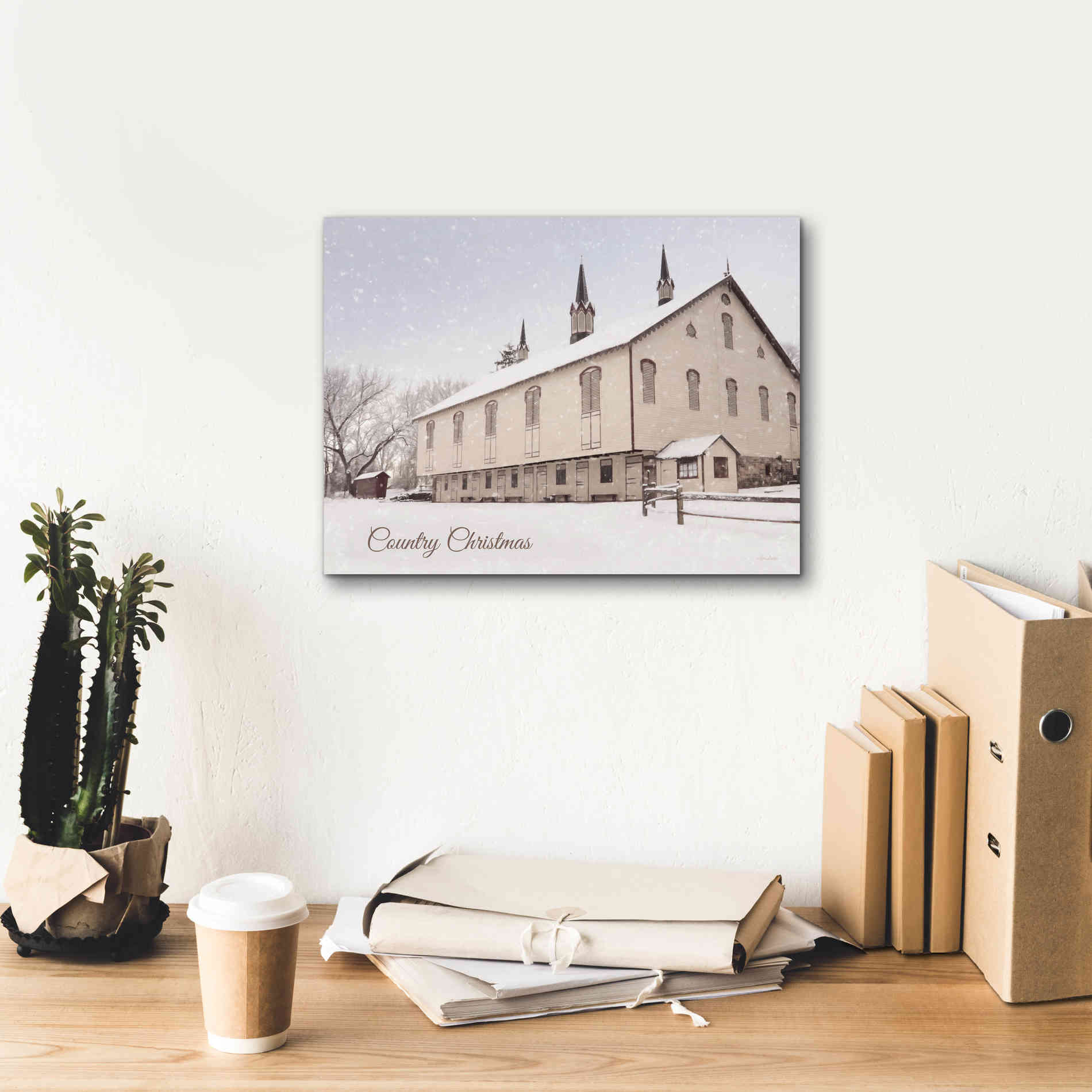 'Country Christmas Church' by Lori Deiter, Canvas Wall Art,16 x 12