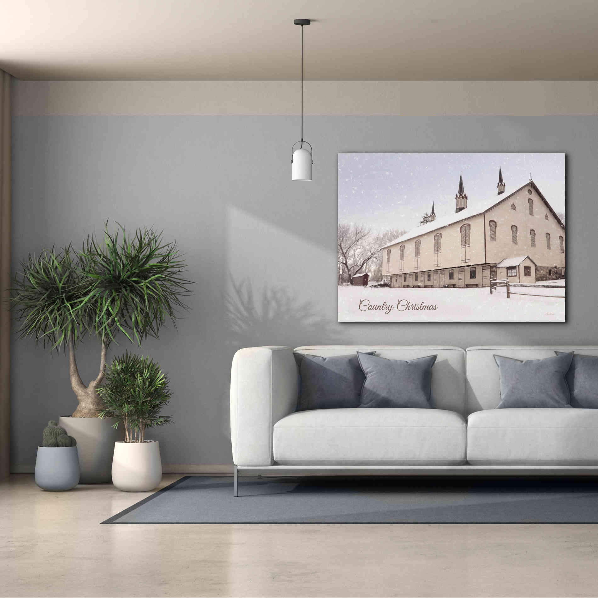 'Country Christmas Church' by Lori Deiter, Canvas Wall Art,30 x 26