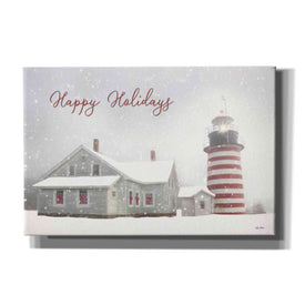'Happy Holidays Lighthouse' by Lori Deiter, Canvas Wall Art