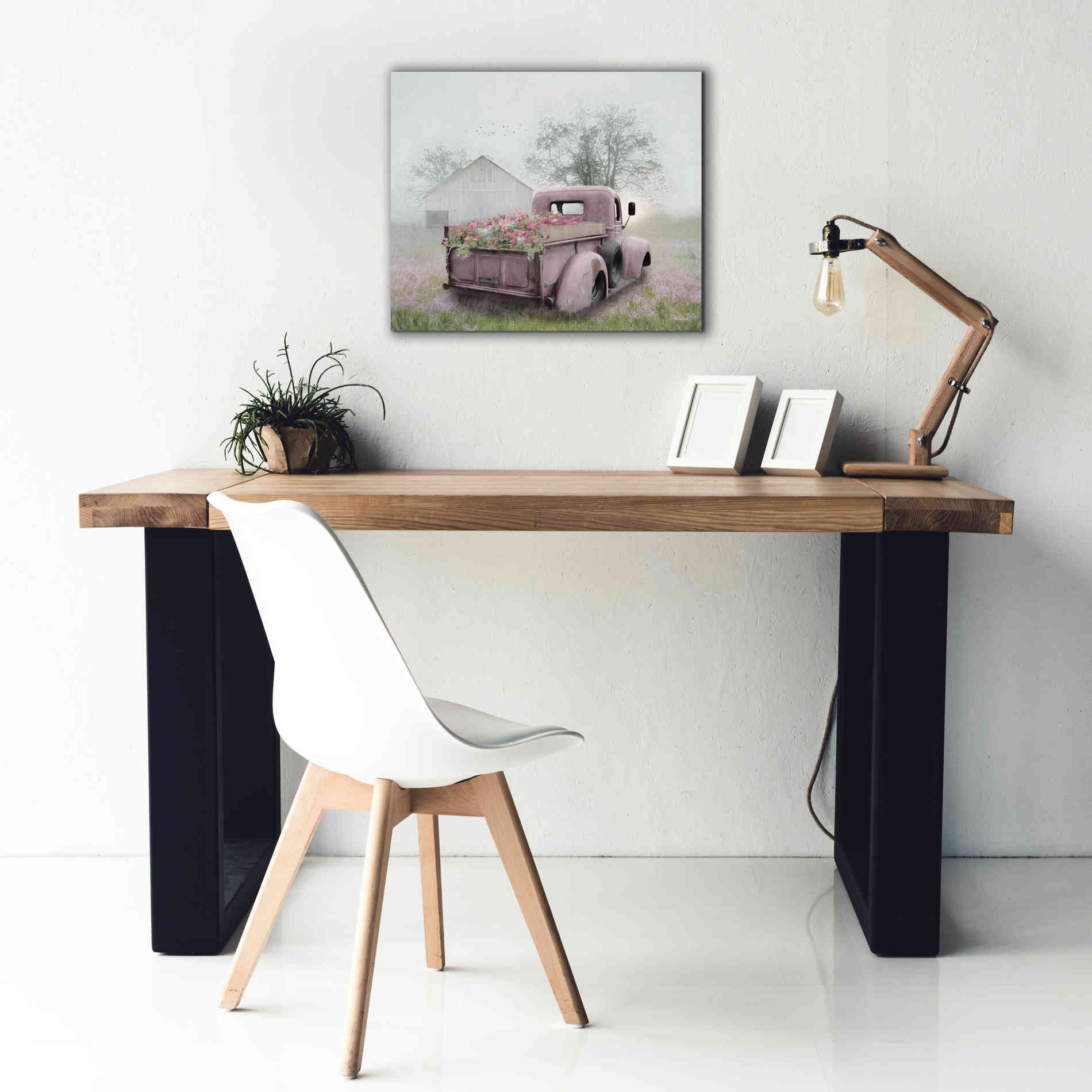 'Pink Flower Truck' by Lori Deiter, Canvas Wall Art,24 x 20