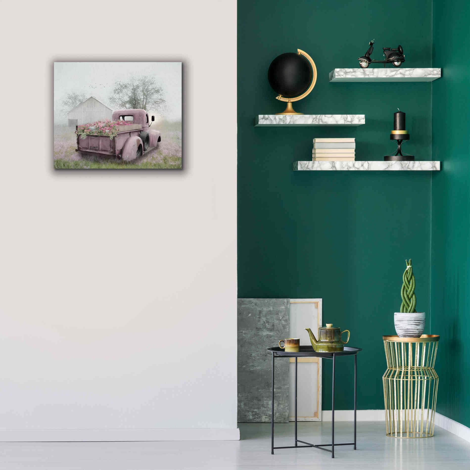 'Pink Flower Truck' by Lori Deiter, Canvas Wall Art,24 x 20