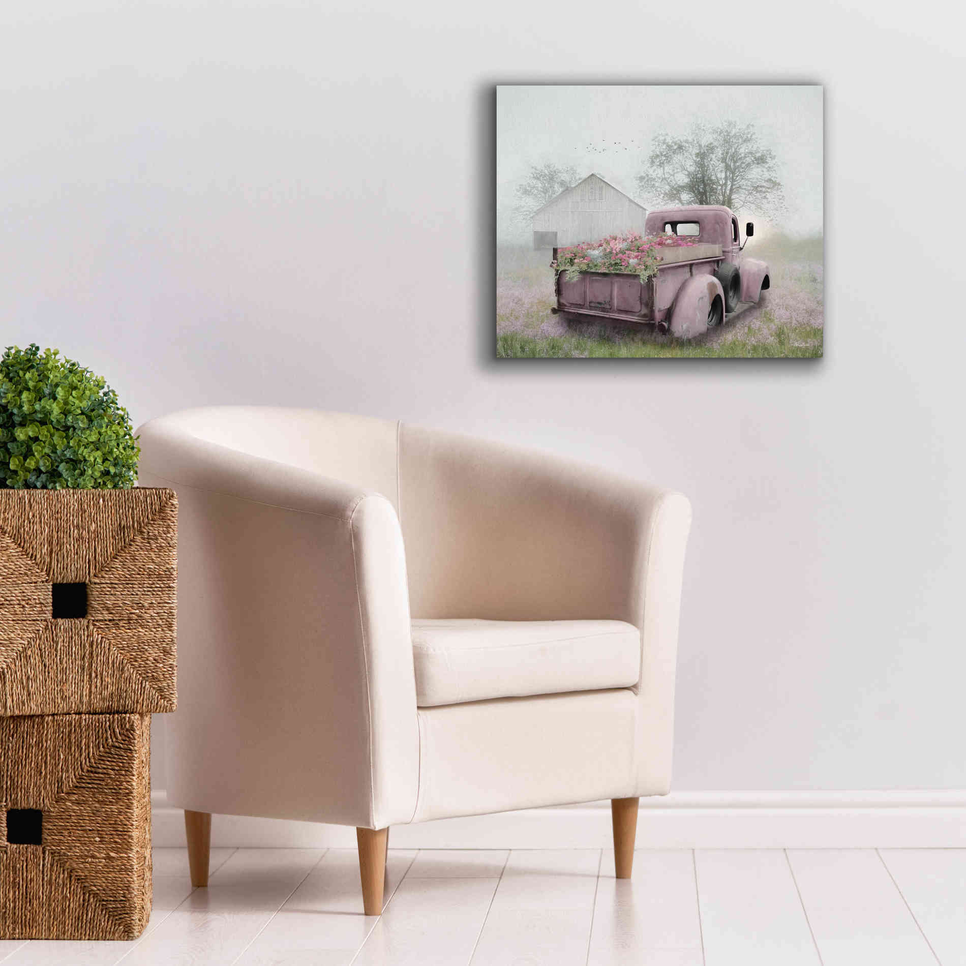 'Pink Flower Truck' by Lori Deiter, Canvas Wall Art,24 x 20