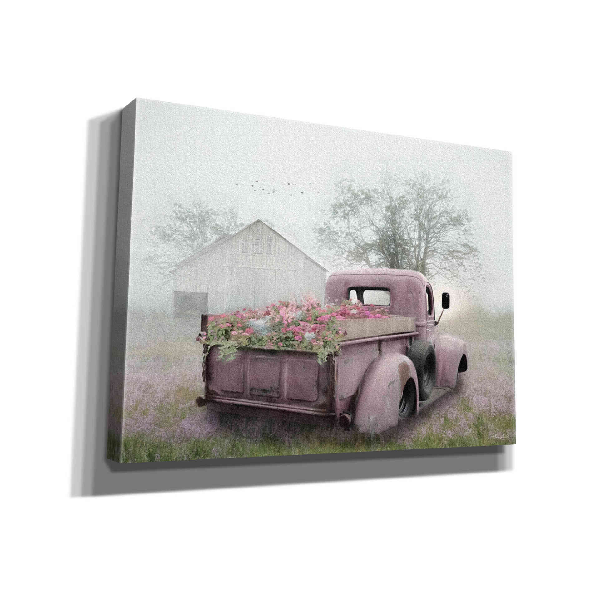 'Pink Flower Truck' by Lori Deiter, Canvas Wall Art