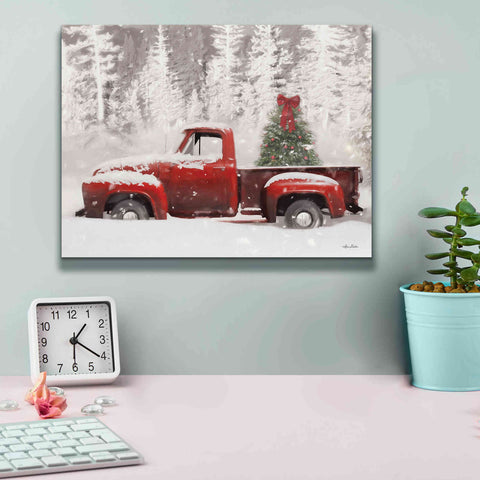 Image of 'Red Truck with Christmas Tree II' by Lori Deiter, Canvas Wall Art,16 x 12