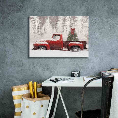 Image of 'Red Truck with Christmas Tree II' by Lori Deiter, Canvas Wall Art,26 x 18