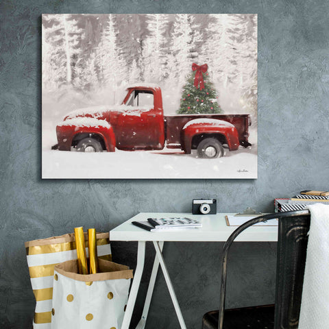 Image of 'Red Truck with Christmas Tree II' by Lori Deiter, Canvas Wall Art,34 x 26