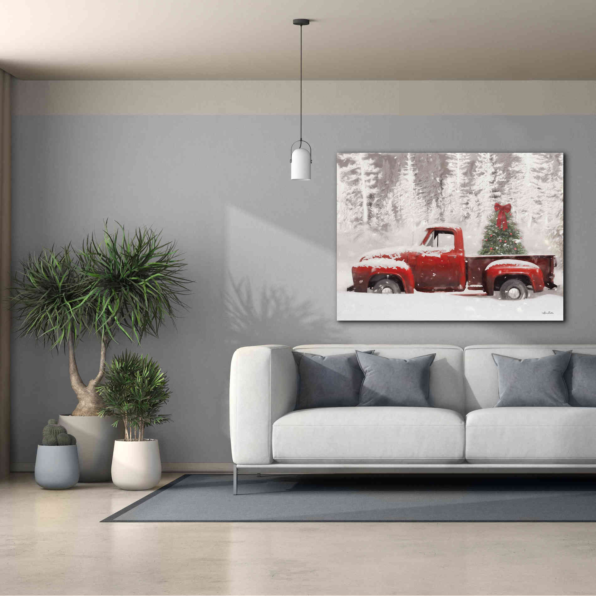 'Red Truck with Christmas Tree II' by Lori Deiter, Canvas Wall Art,54 x 40